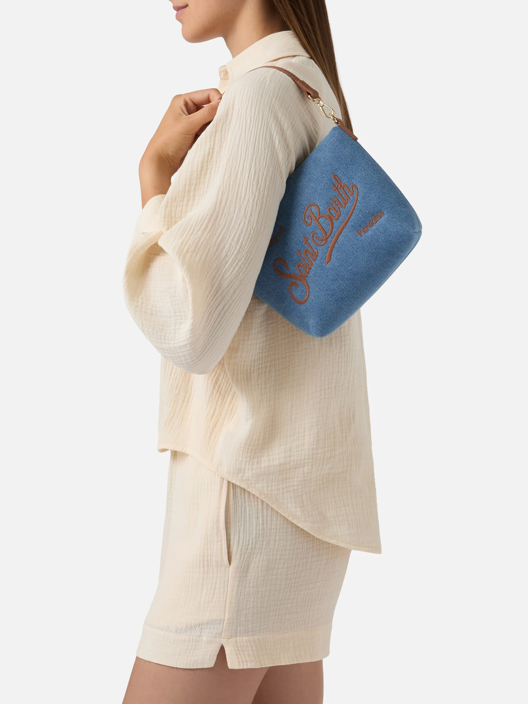 Aline bag in denim with leather details - Image 2