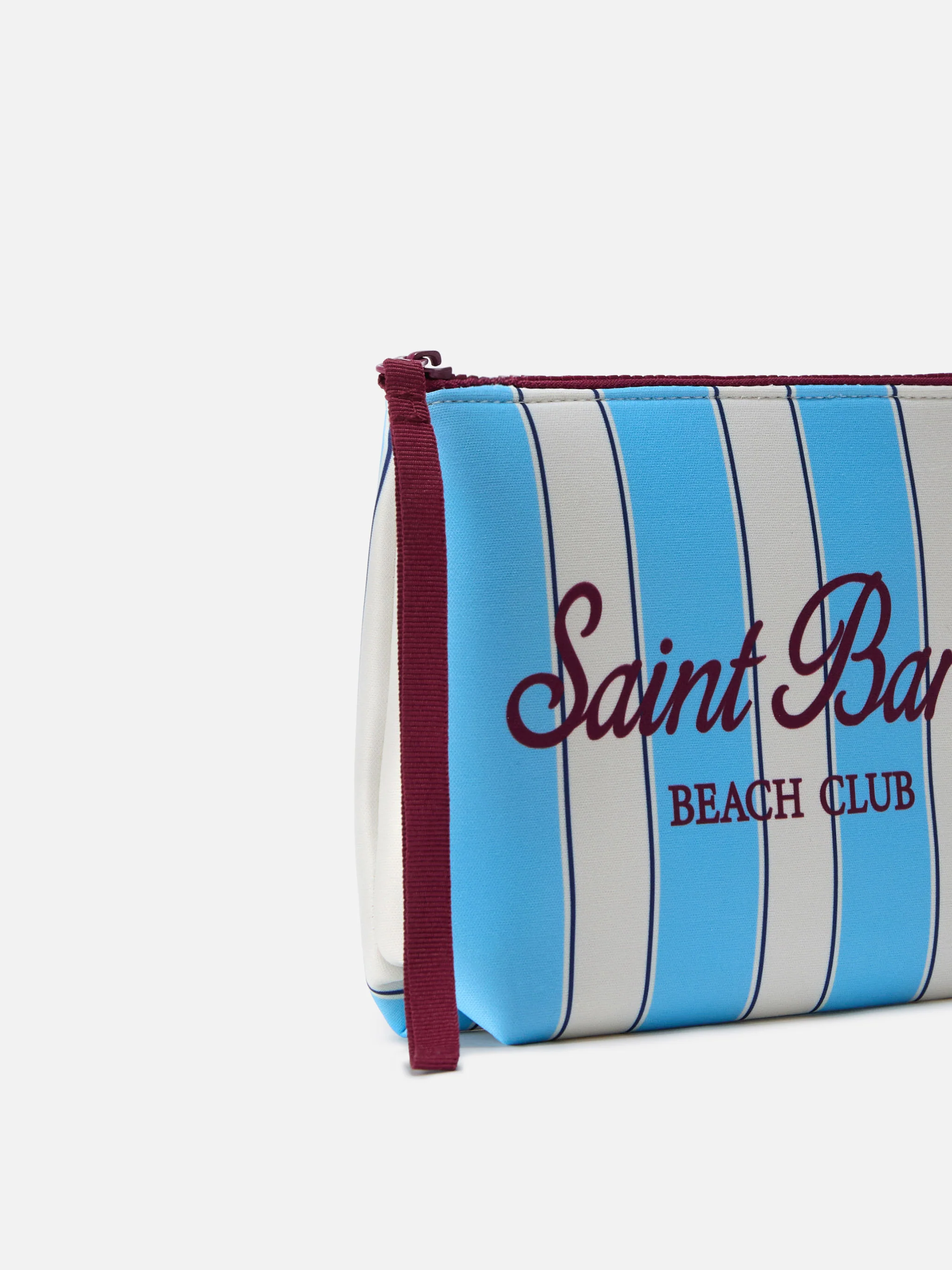 Aline scuba pouch with light blue stripes and Beach Club logo - Image 2