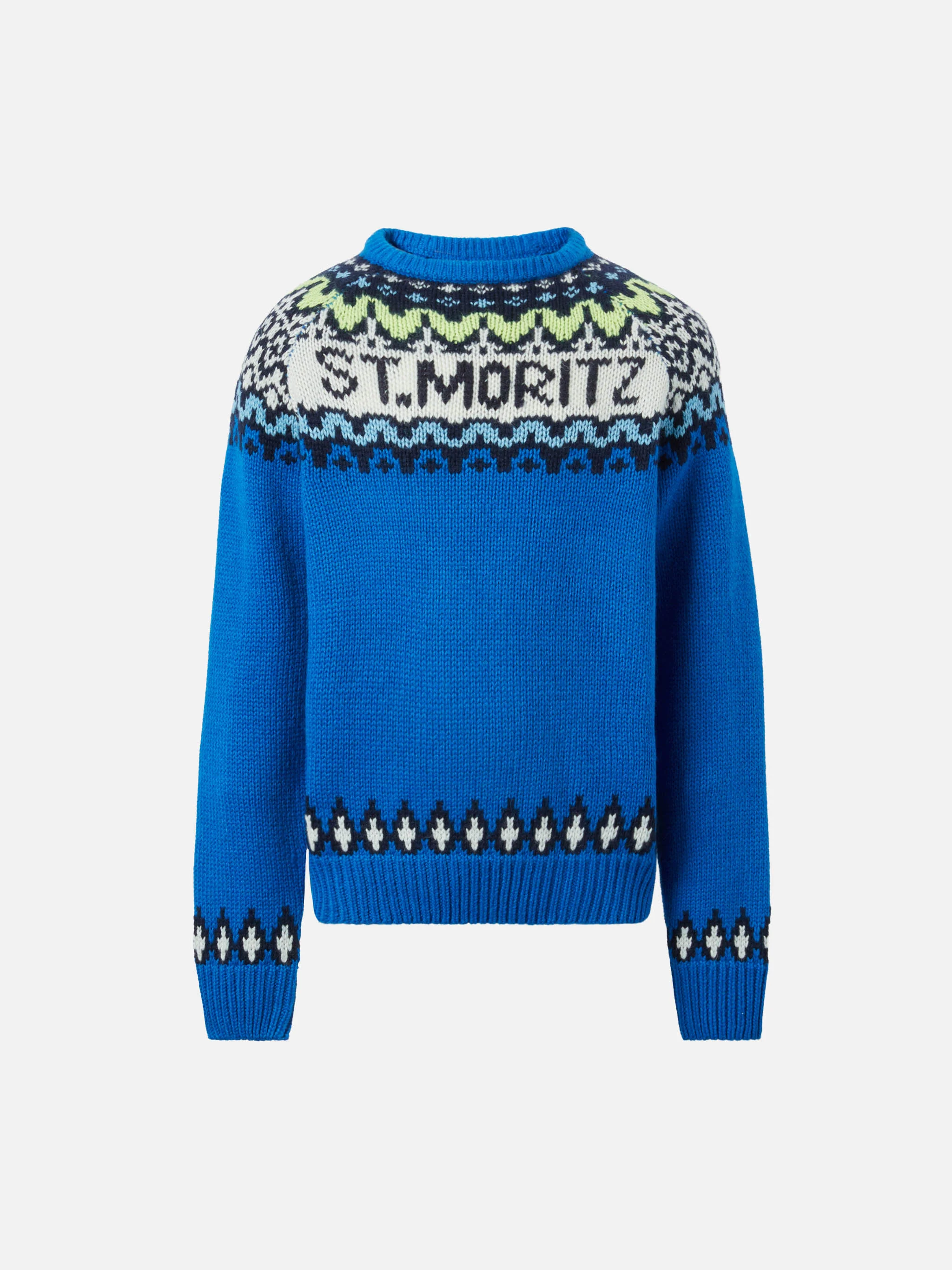Alpaca sweater Douglas with fair-isle and St. Moritz jacquard