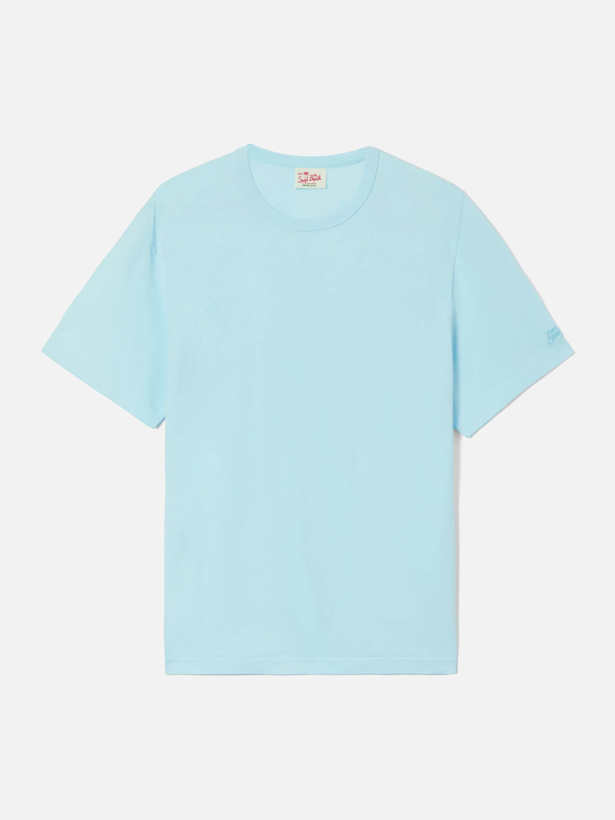 Aqua green Dover cotton t-shirt with logo embroidery