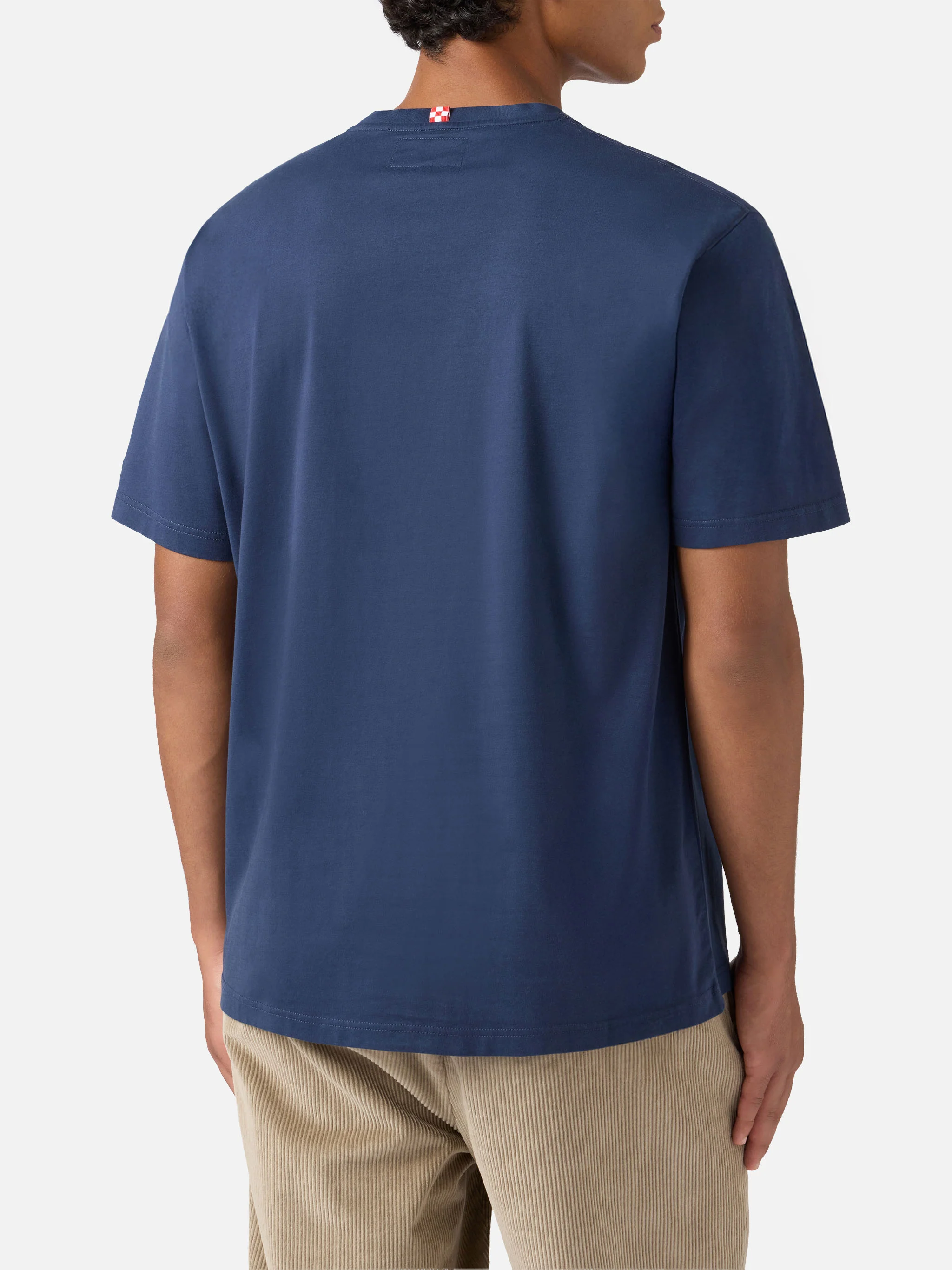 Arnott cotton T-shirt in blue with Save water drink Gin Tonic embroidery - Image 3