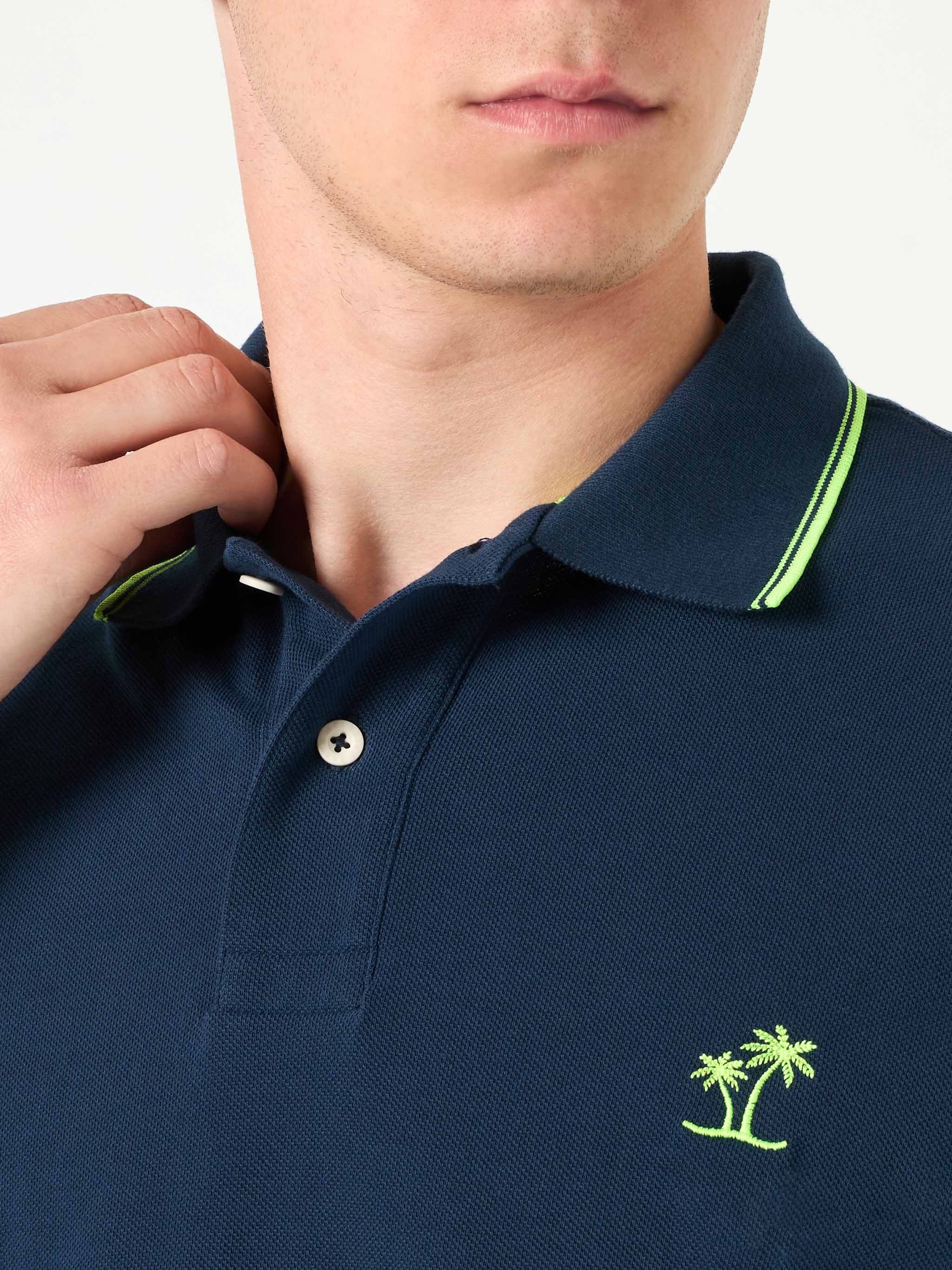 Blue piquet polo with St. Barth logo and contrasts - Image 2