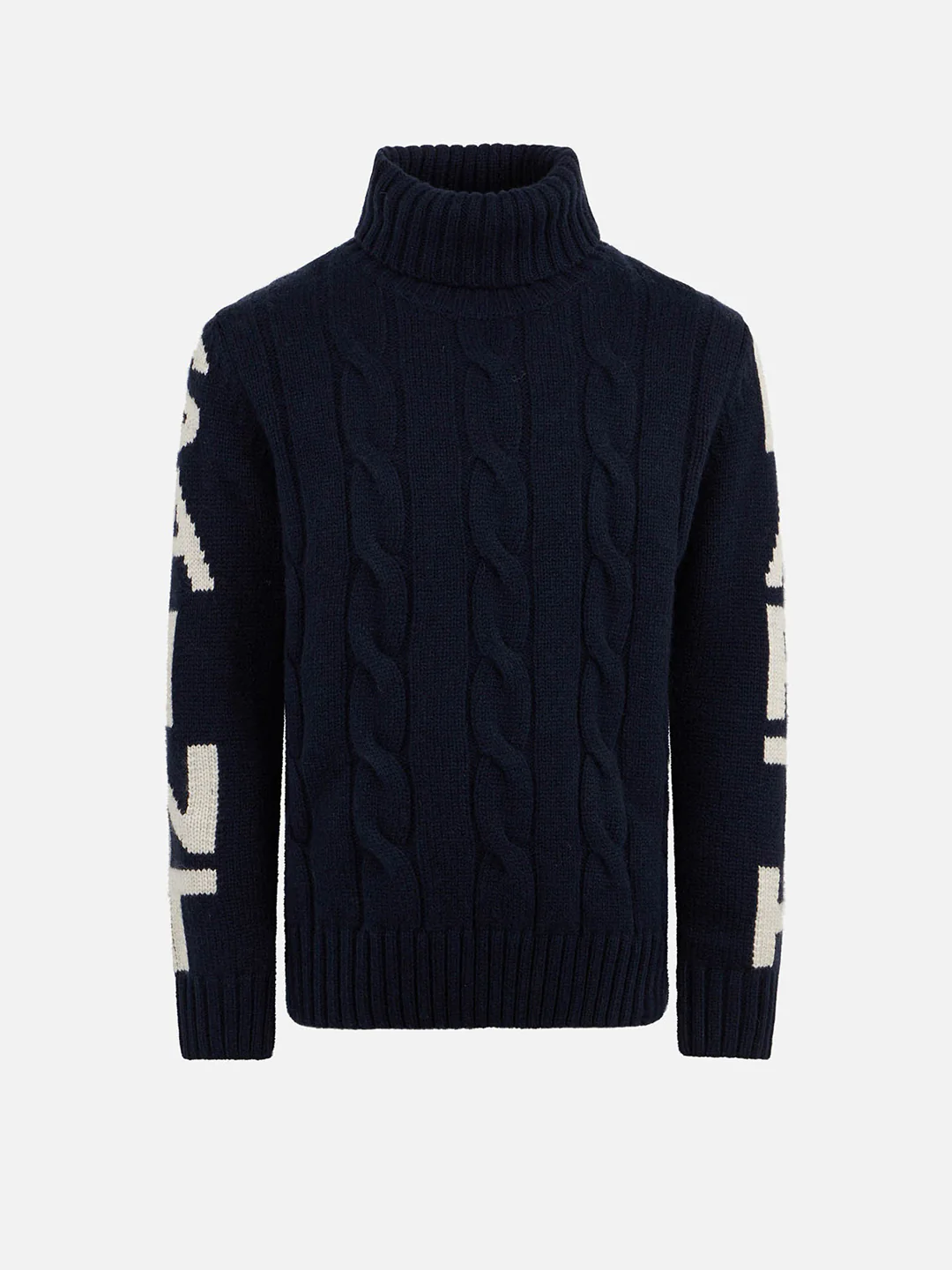 Fisherman Jr blue cable knit sweater