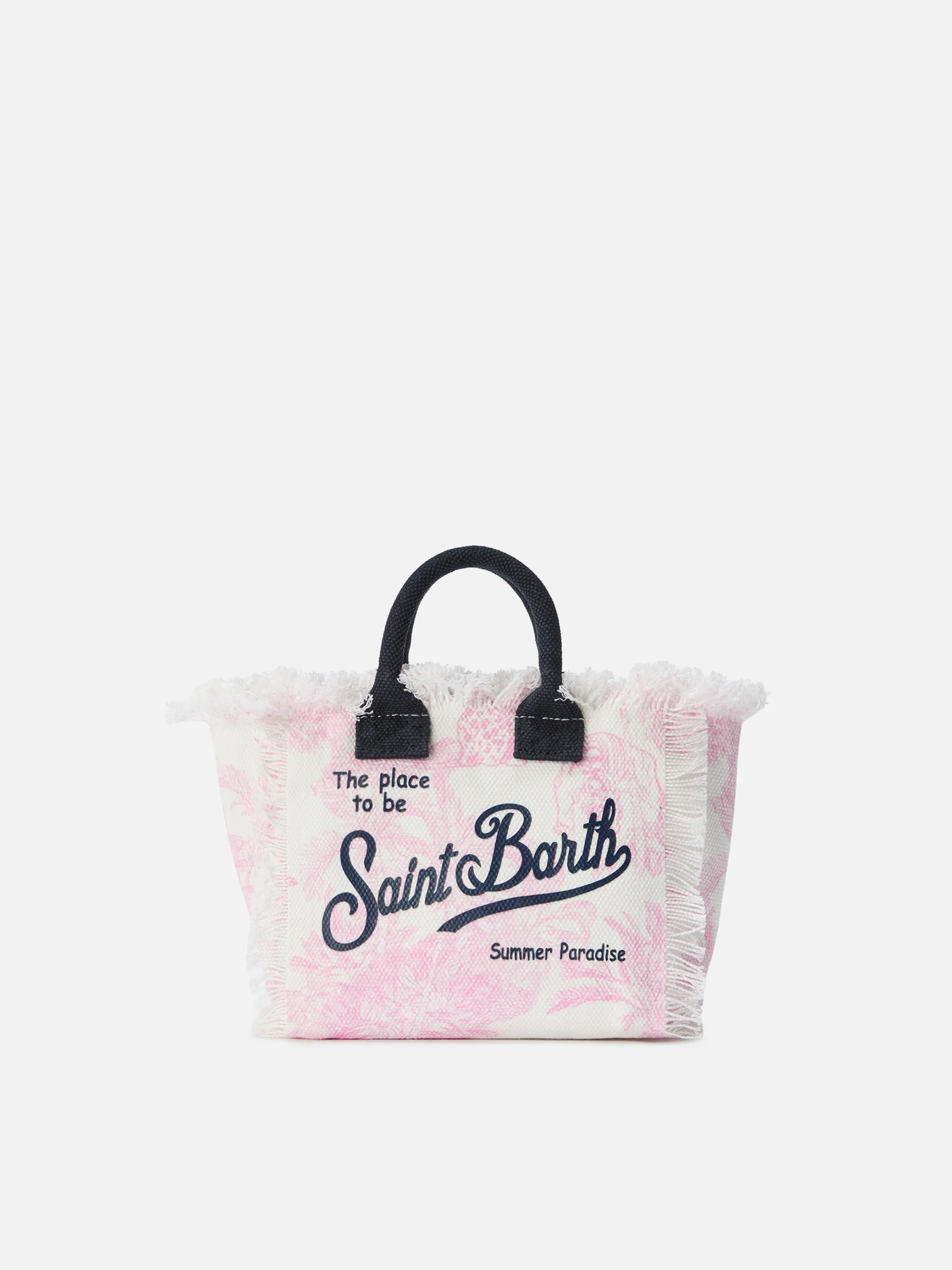 Canvas Vanity mini bag with pink toile de Jouy print