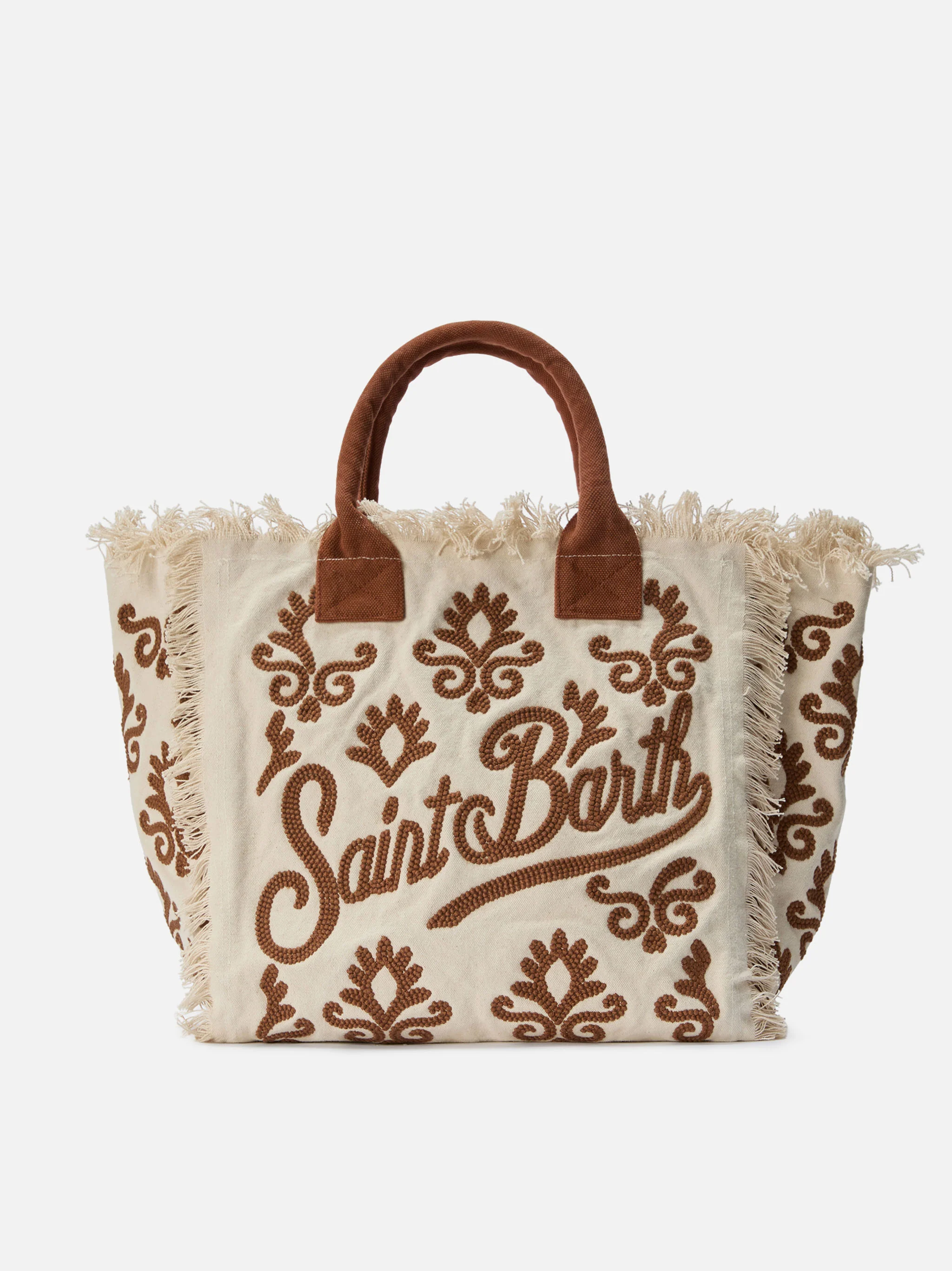 Canvas Vanity regular bag with brown lily tufting embroidery