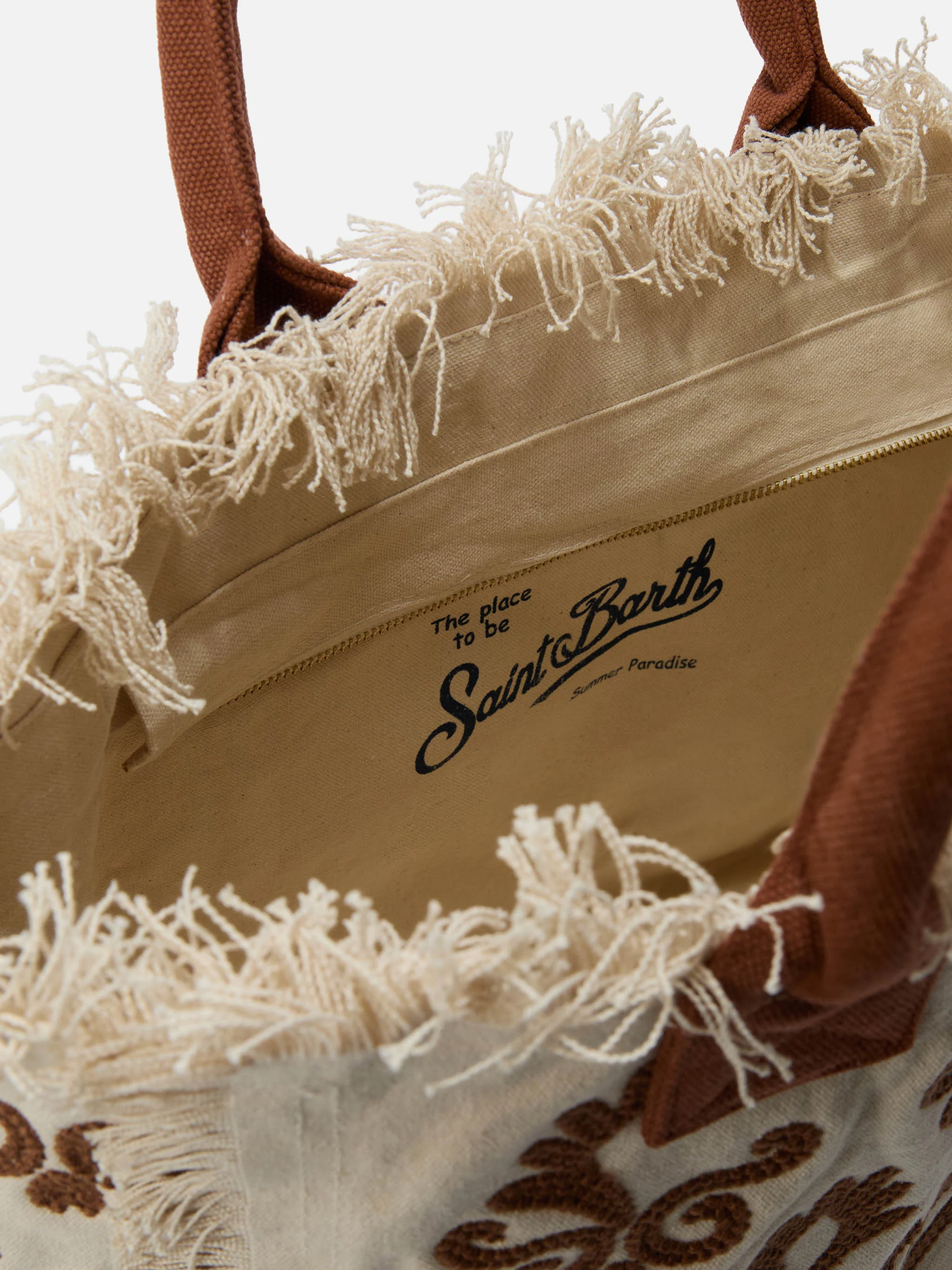Canvas Vanity regular bag with brown lily tufting embroidery - Image 4