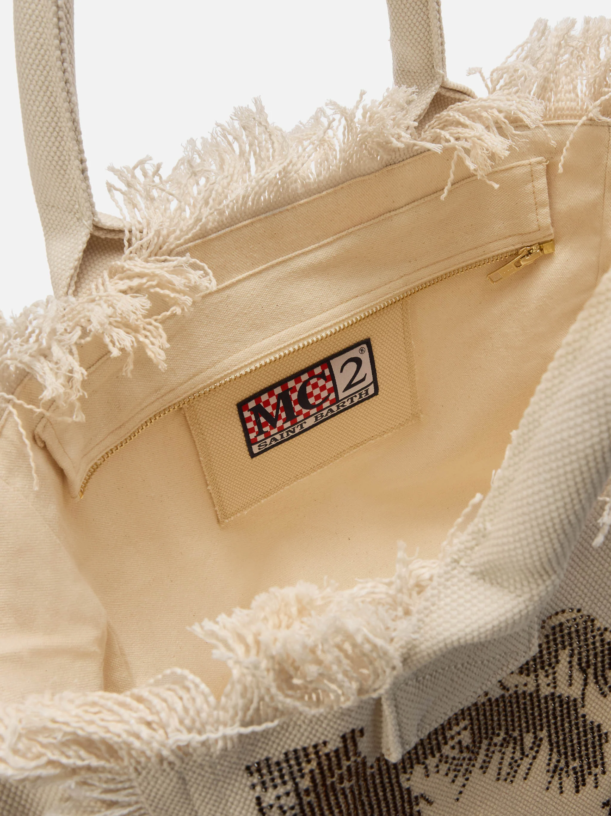 Canvas Vanity regular bag with palm print with rhinestones - Image 4