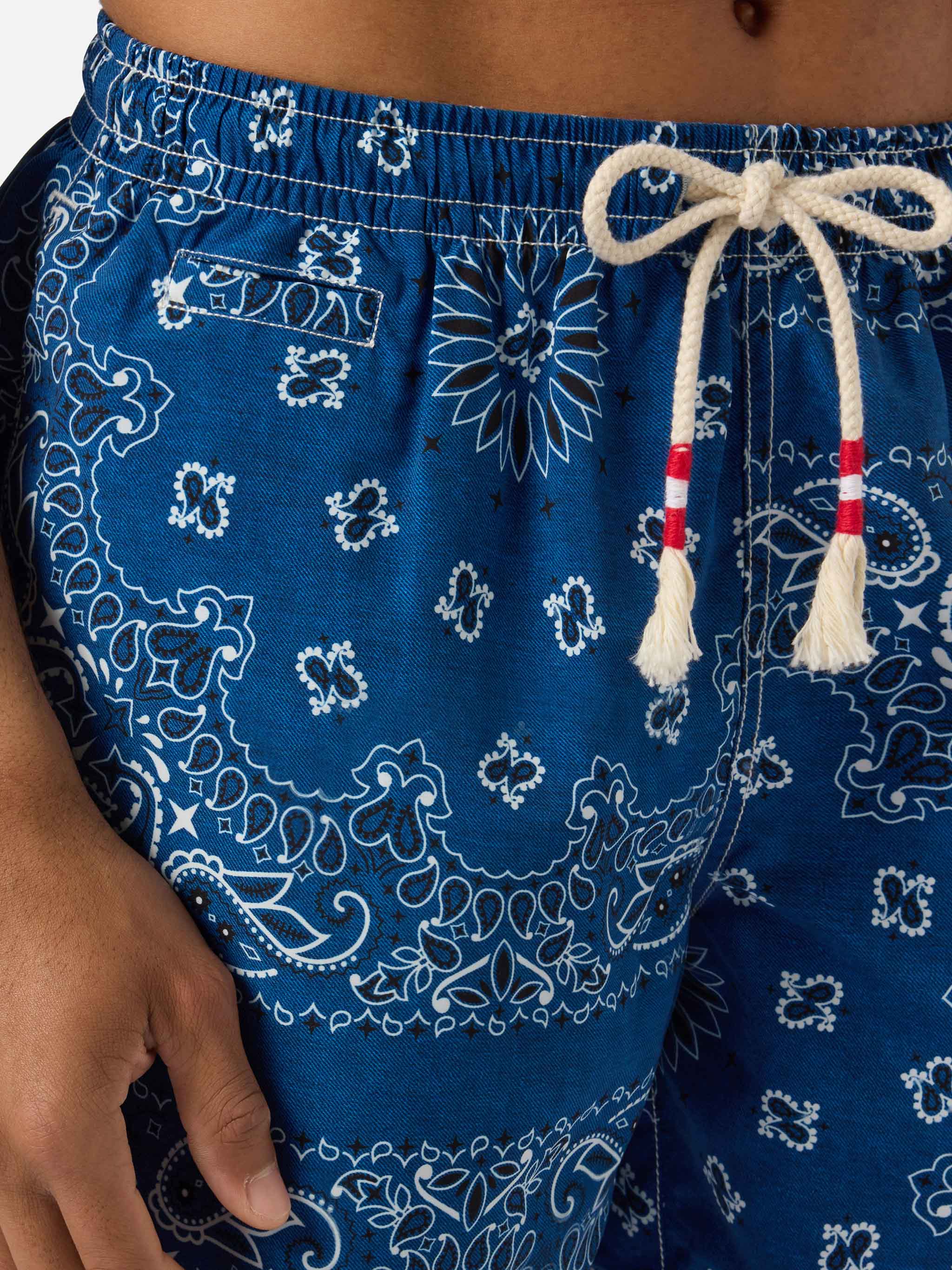 Caprese swim shorts with navy blue bandana print - Image 2