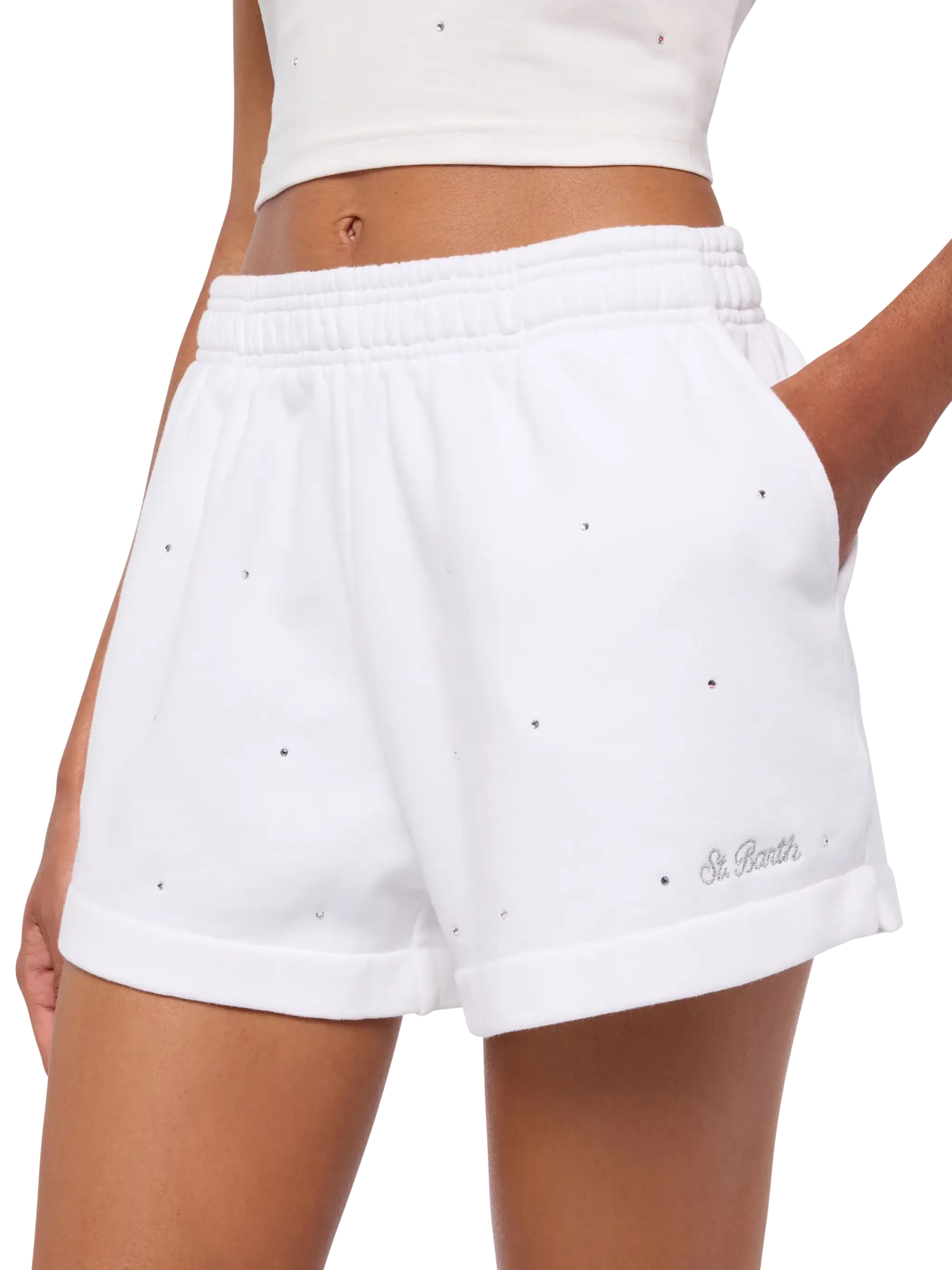 Cate light cotton shorts with rhinestones - Image 3