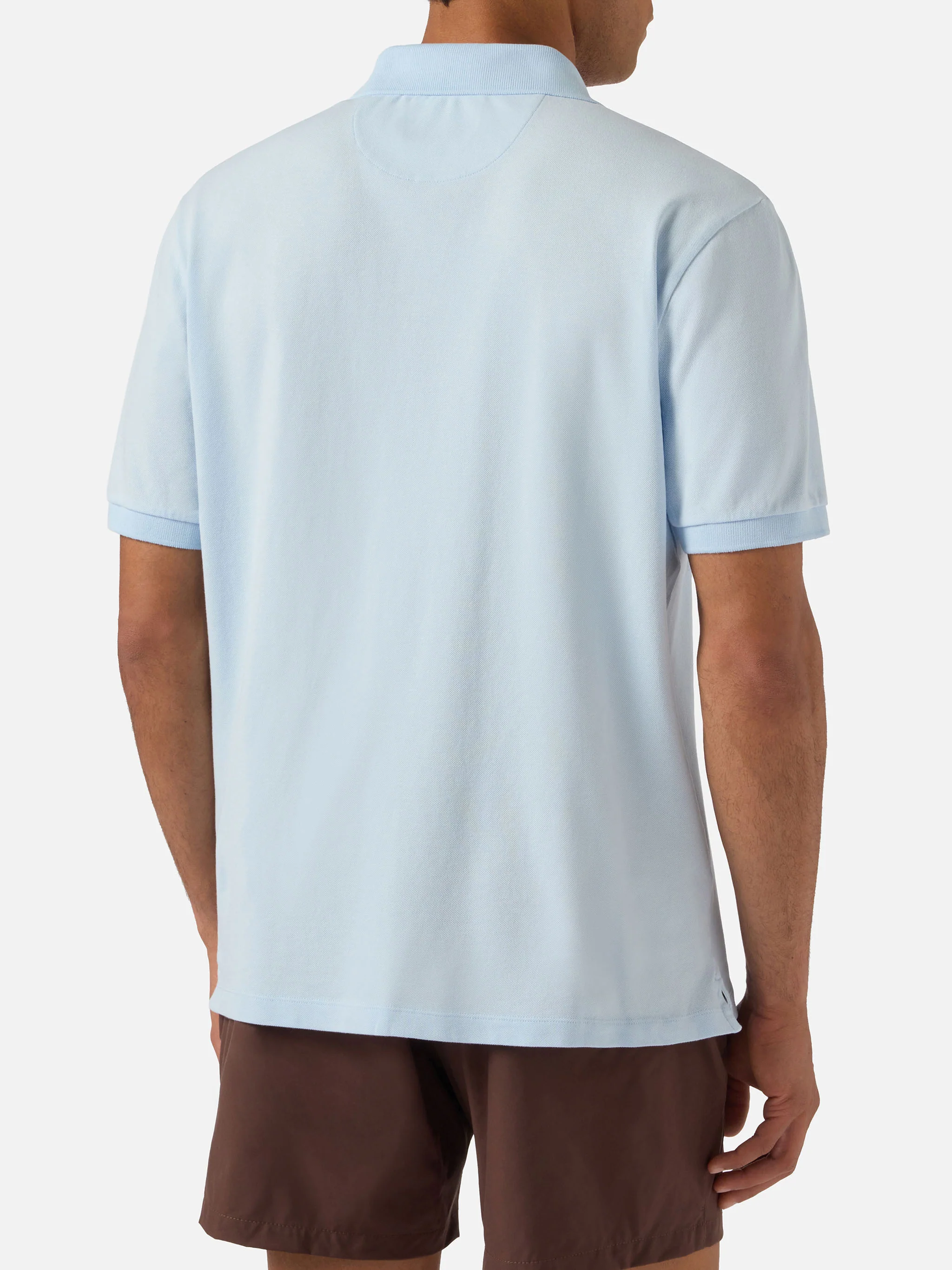 Charles polo in light blue cotton piquet - Image 3