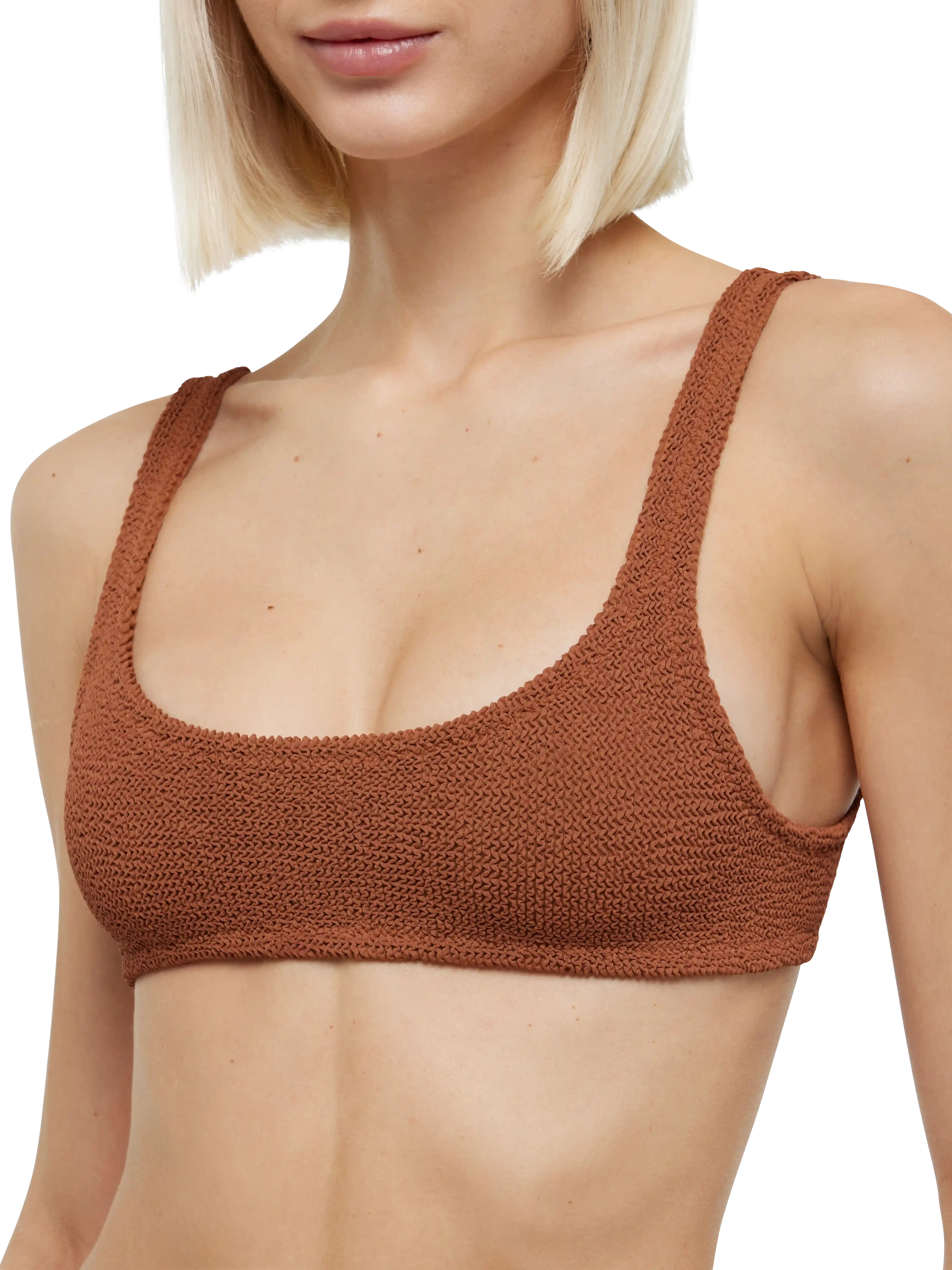 Classic crinkle bralette bikini Naima Naomi in camel brown - Image 5
