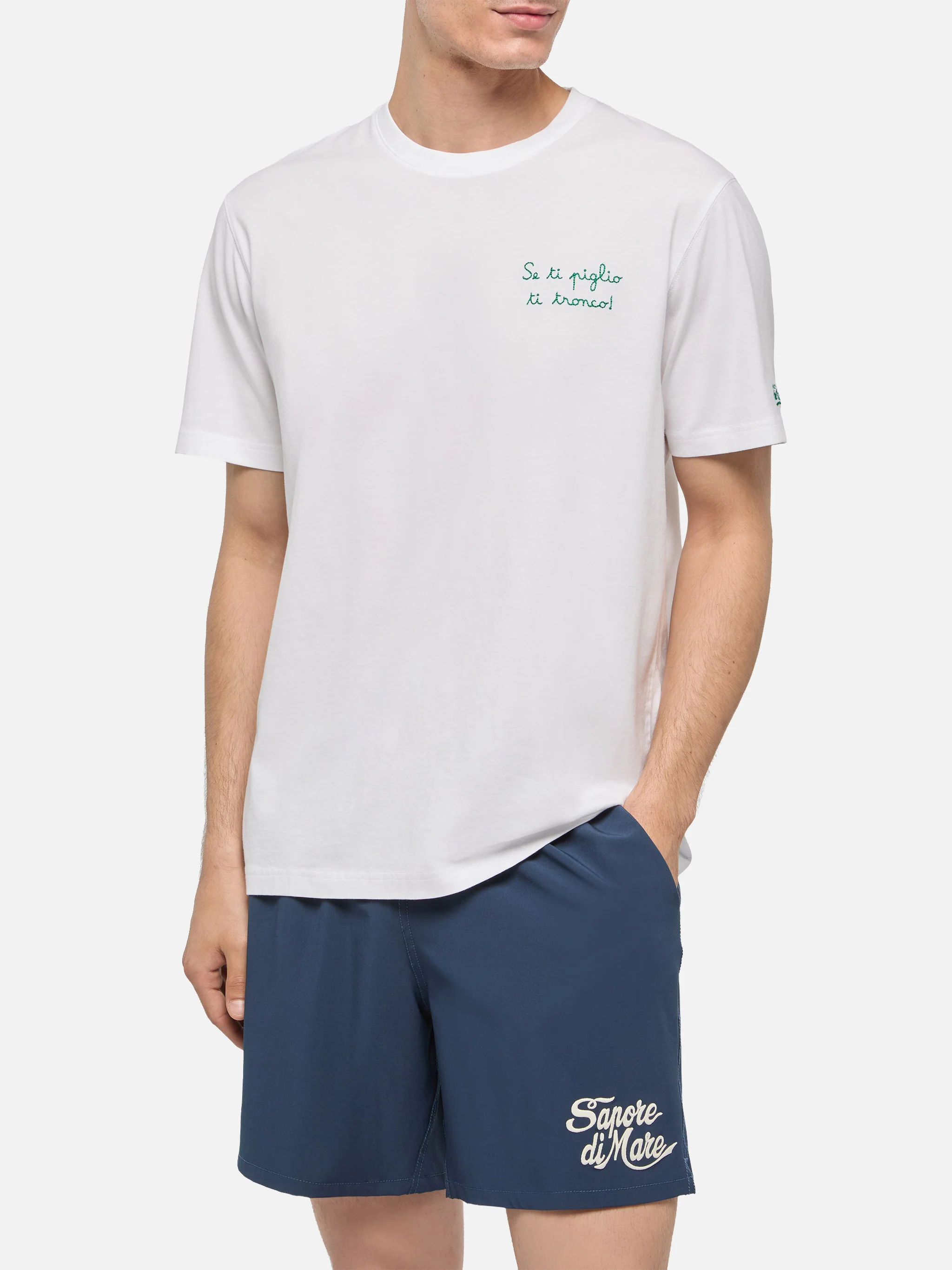Classic fit cotton jersey t-shirt Portofino with Se ti piglio ti tronco! embroidery |SAPORE DI MARE SPECIAL EDITION - Image 2