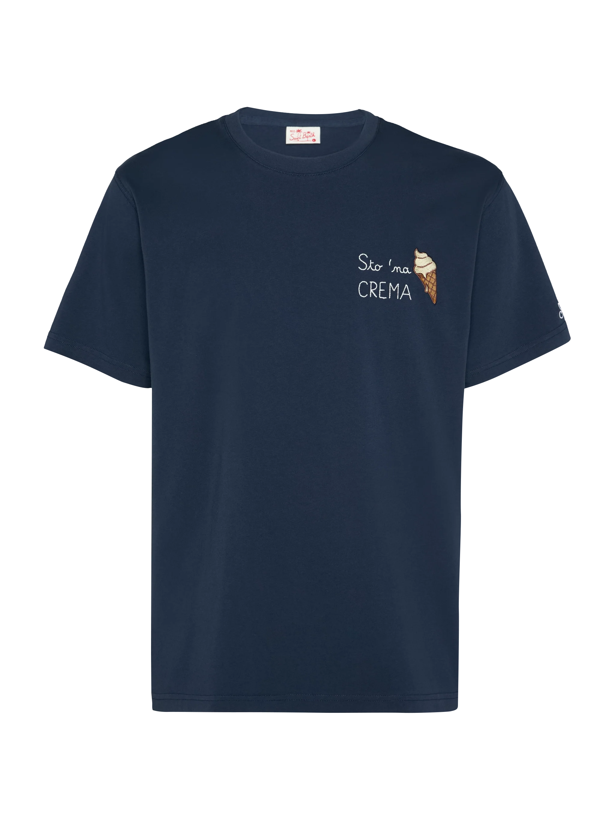 Classic fit cotton jersey t-shirt Portofino with Sto na crema embroidery - Image 4