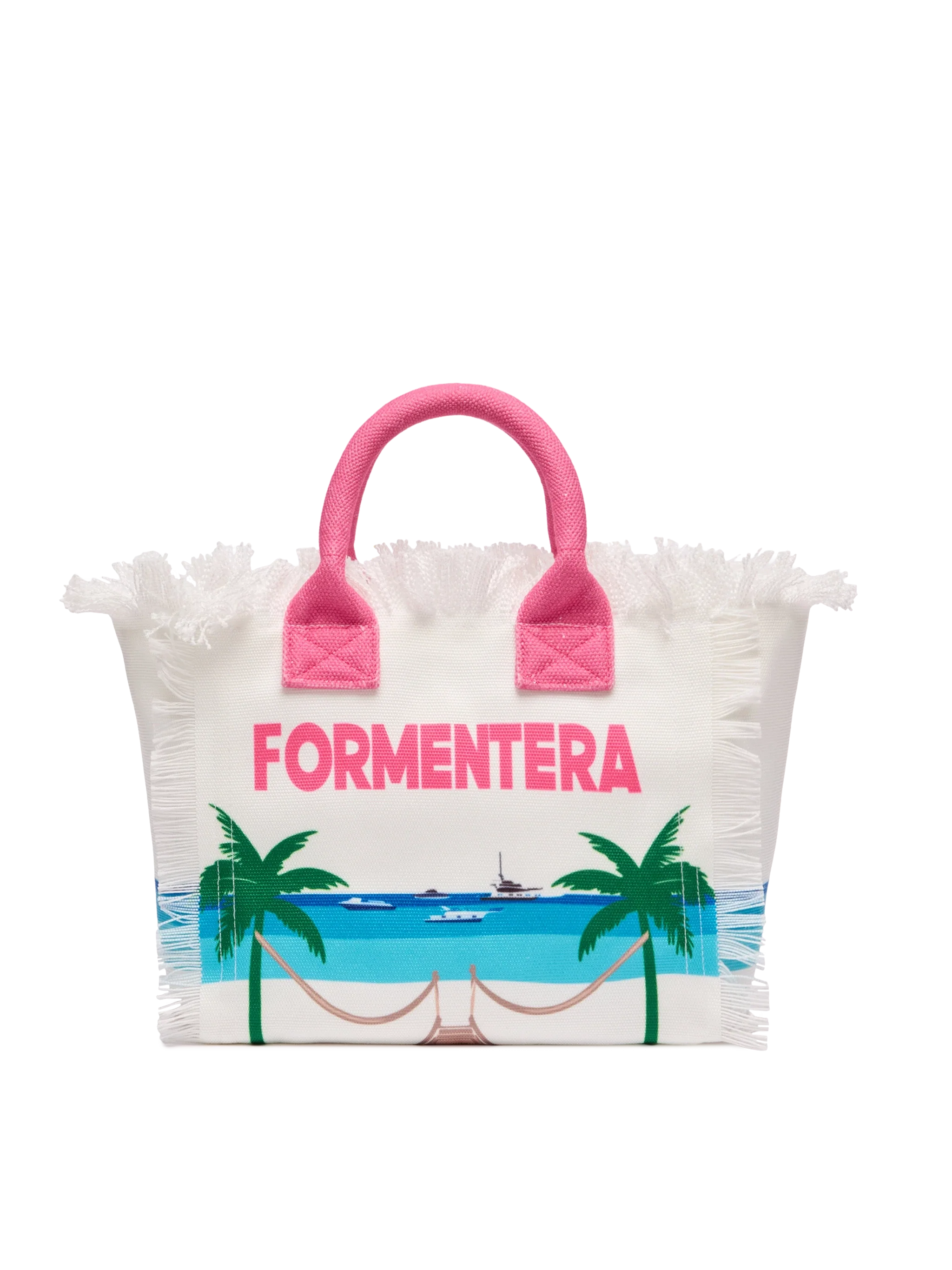 Colette cotton canvas handbag with Formentera postcard print