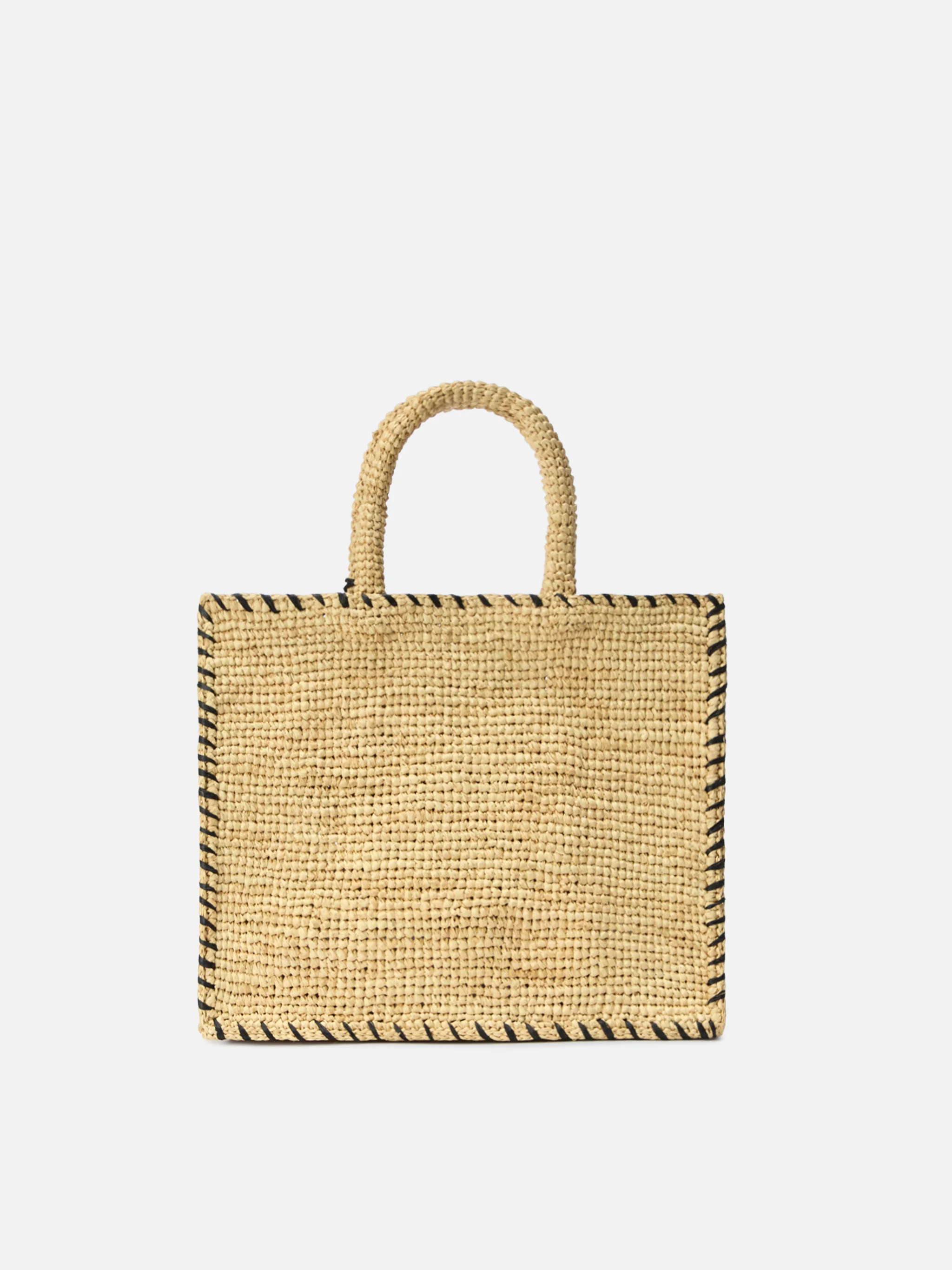 Colette raffia bag with embroidered logo and black contrast trim - Image 4