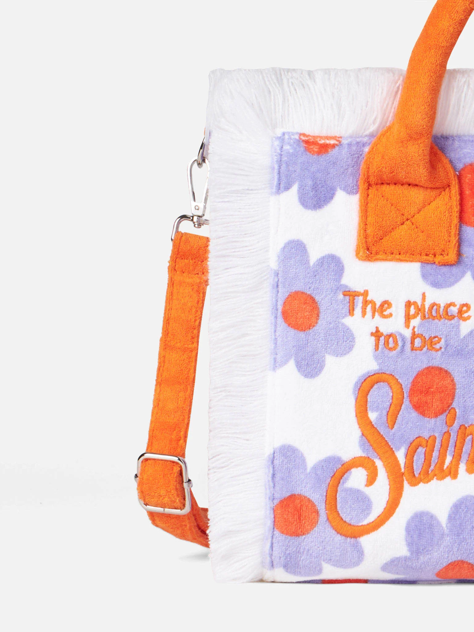 Colette terry handbag with violet and orange daisy print - Image 2