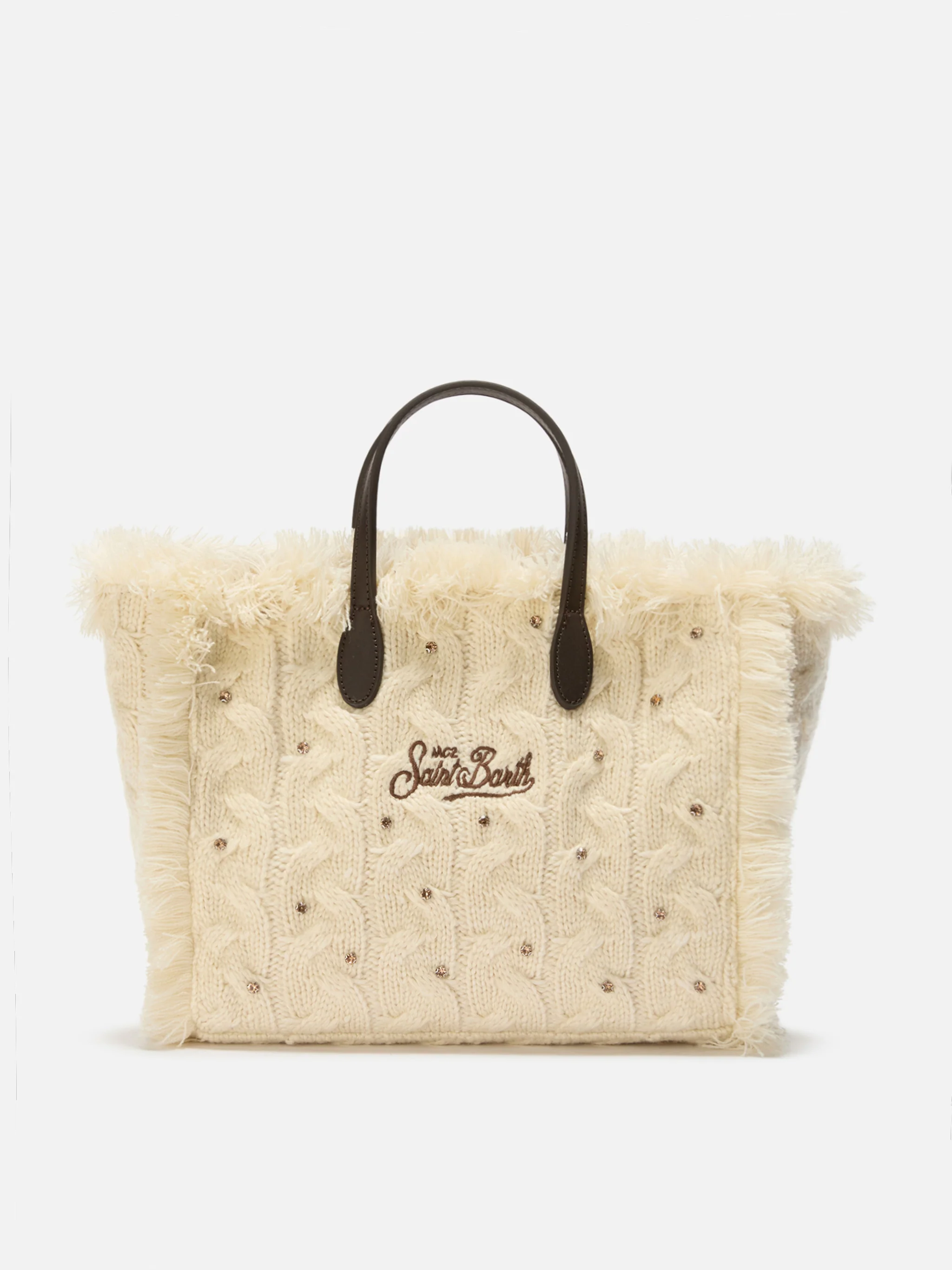 Colette Wool Braid white bag with rhinestones