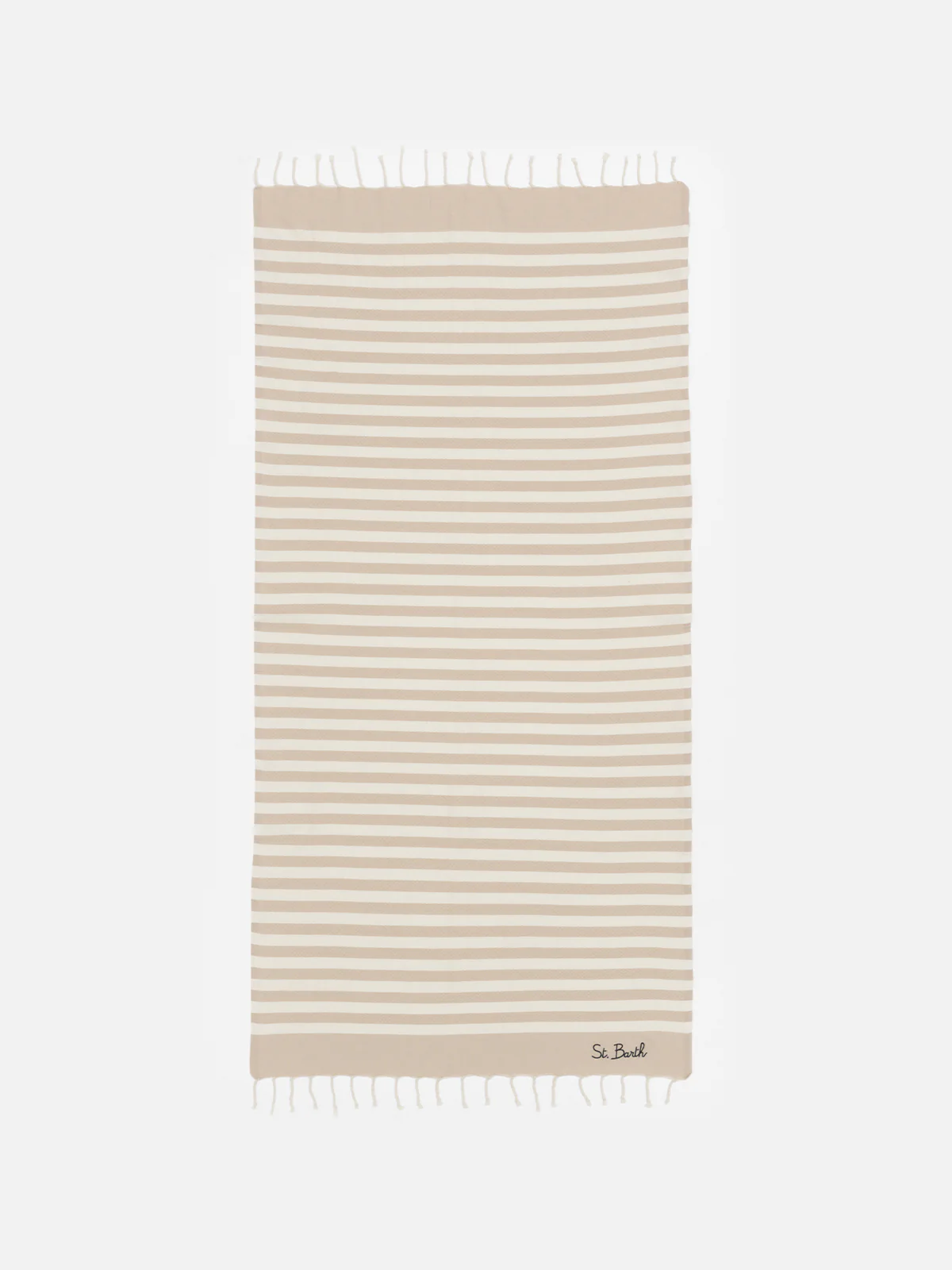 Cotton beach towel Fouta with beige striped print