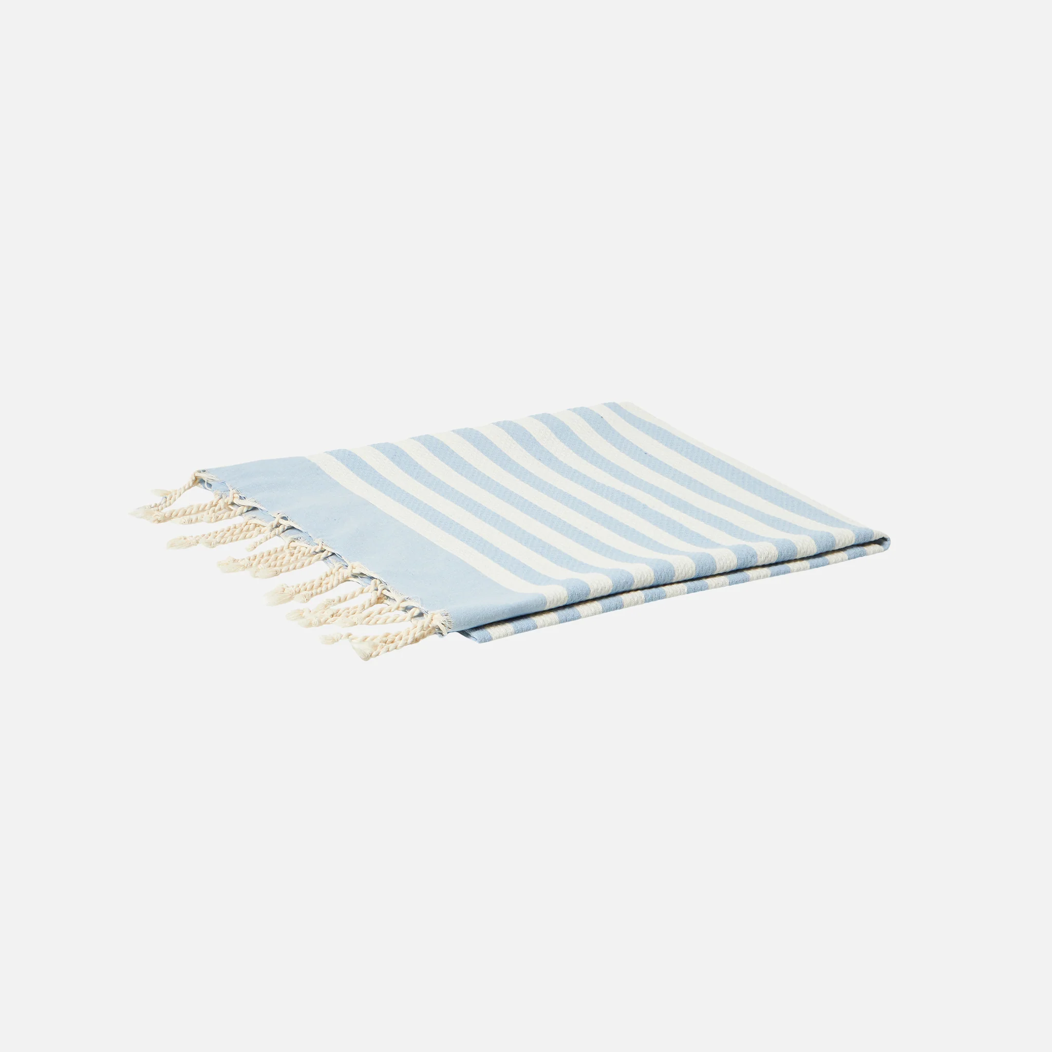 Cotton beach towel Fouta with light blue striped print - Image 3
