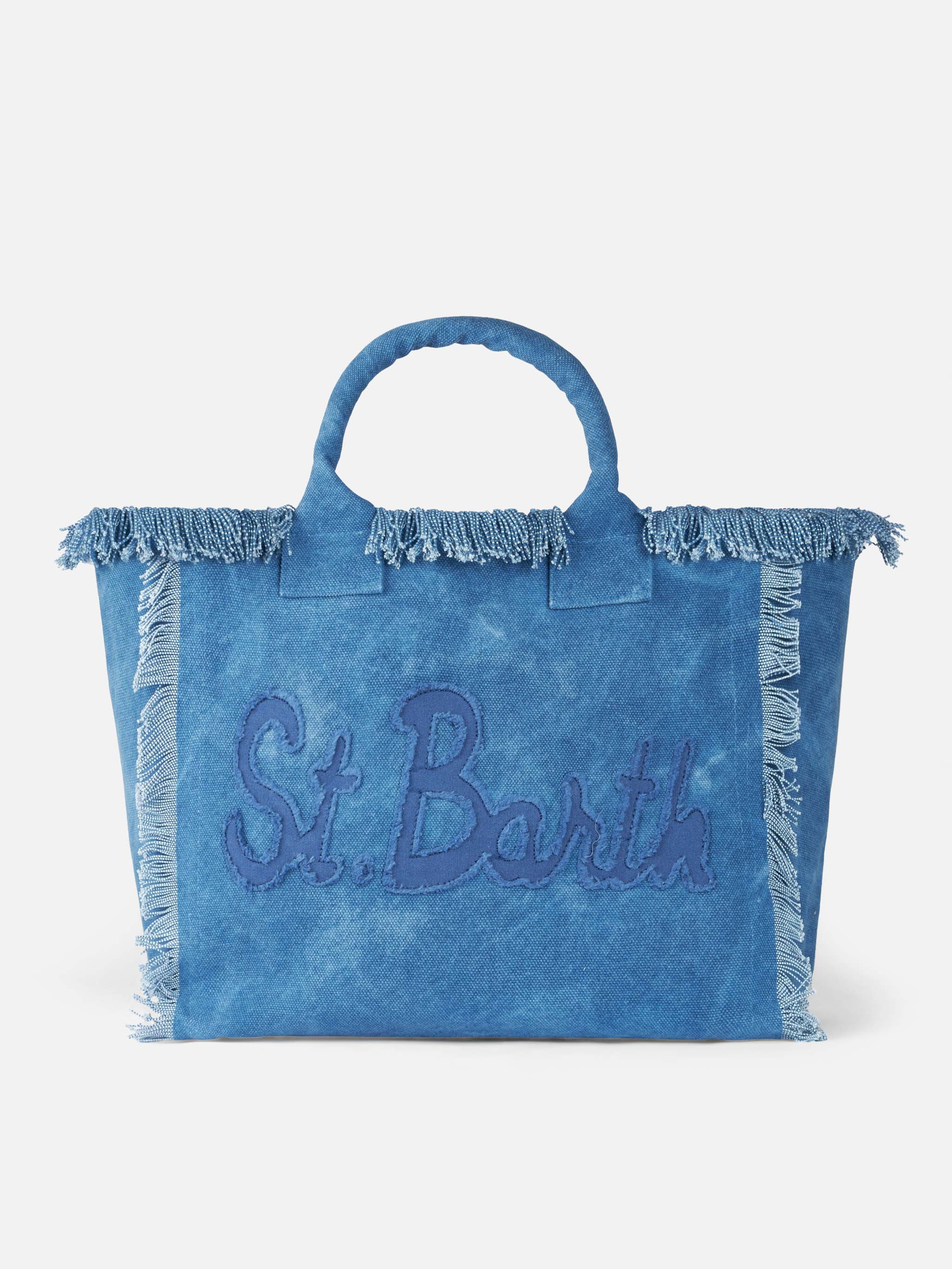 Cotton canvas Vanity tote bag with St. Barth patch logo