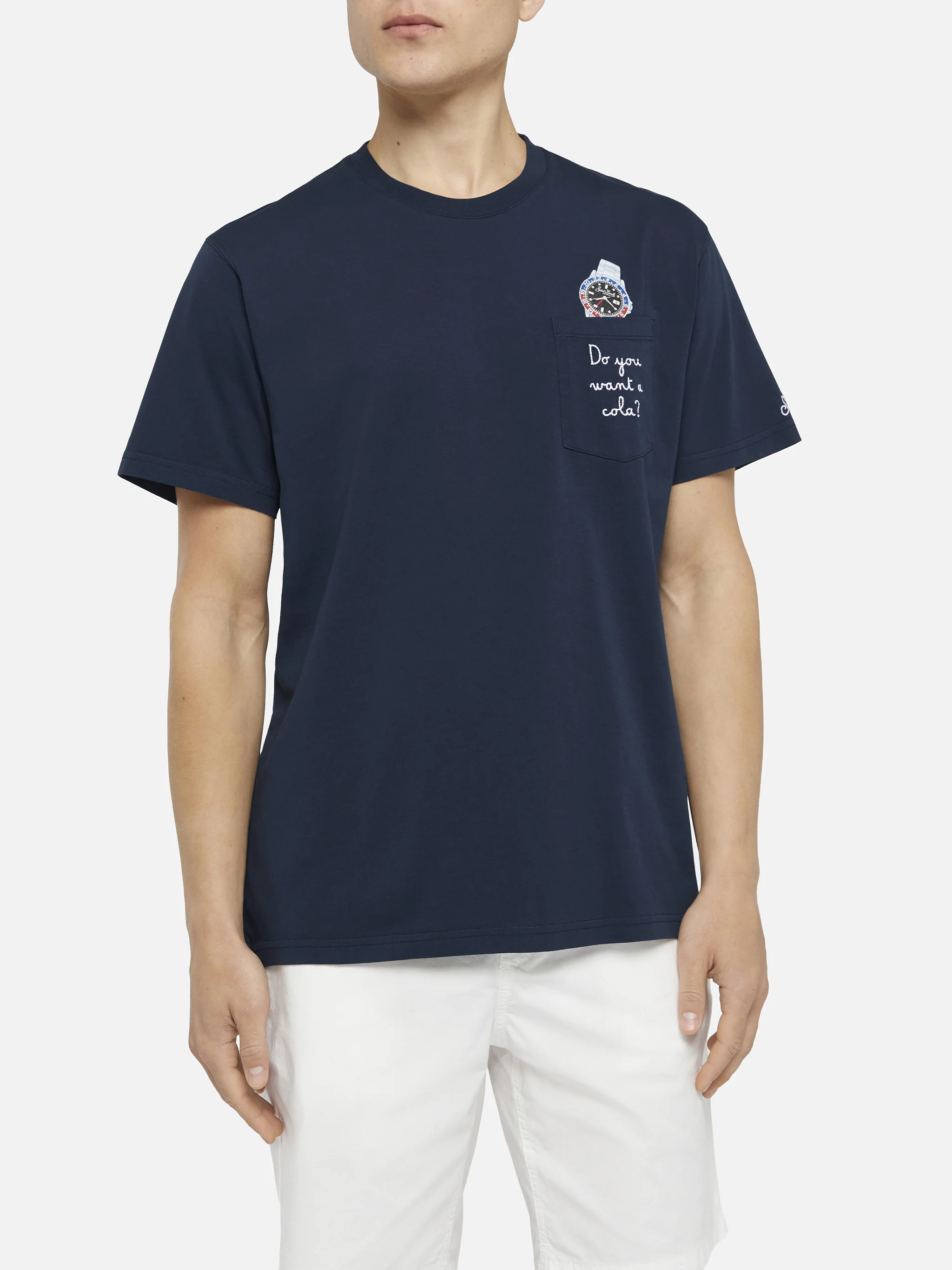 Cotton t-shirt Austin with embroidery and watch print - Image 2