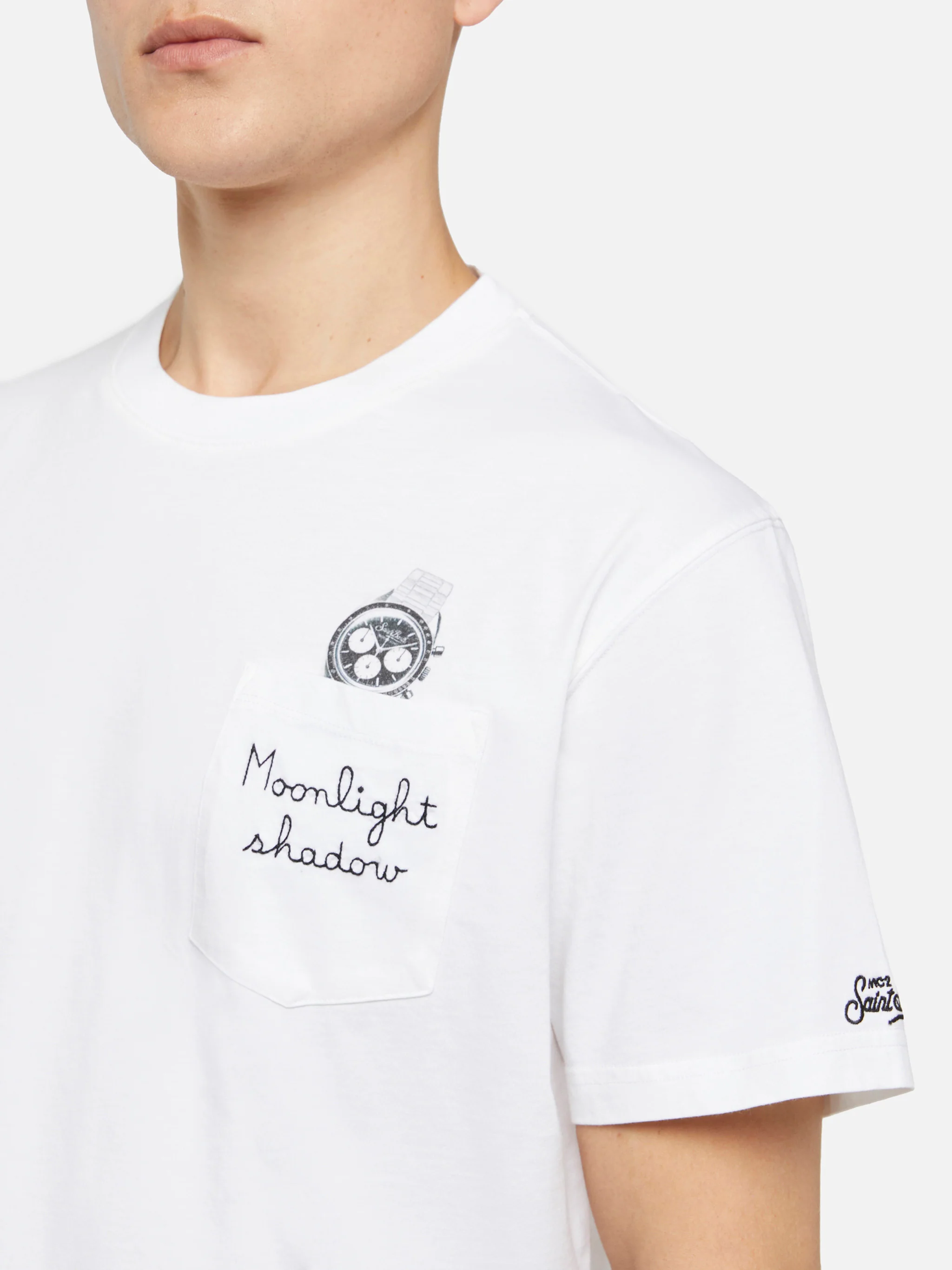 Cotton t-shirt Austin with embroidery and watch print
