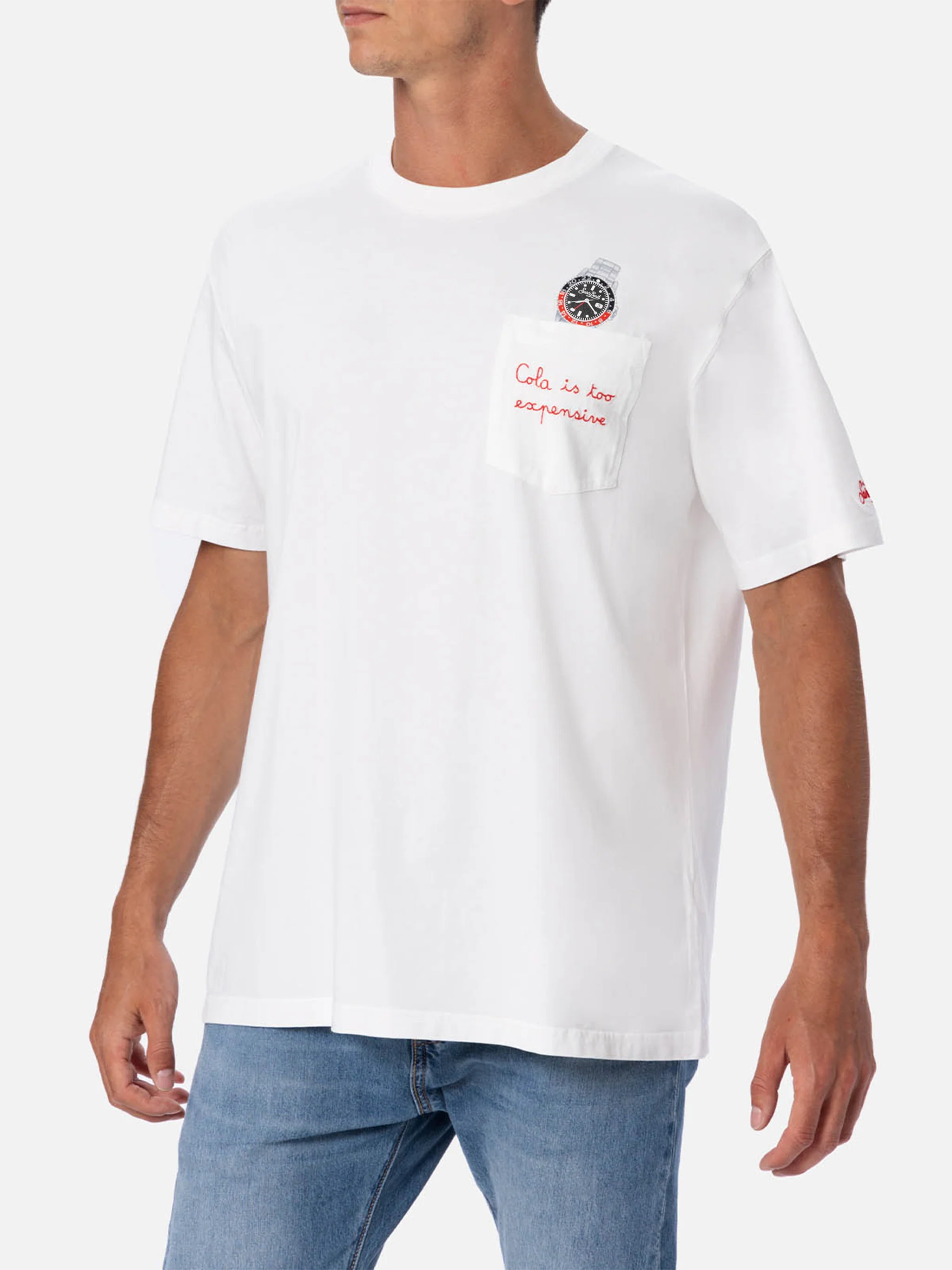 Cotton t-shirt Austin with embroidery and watch print - Image 2