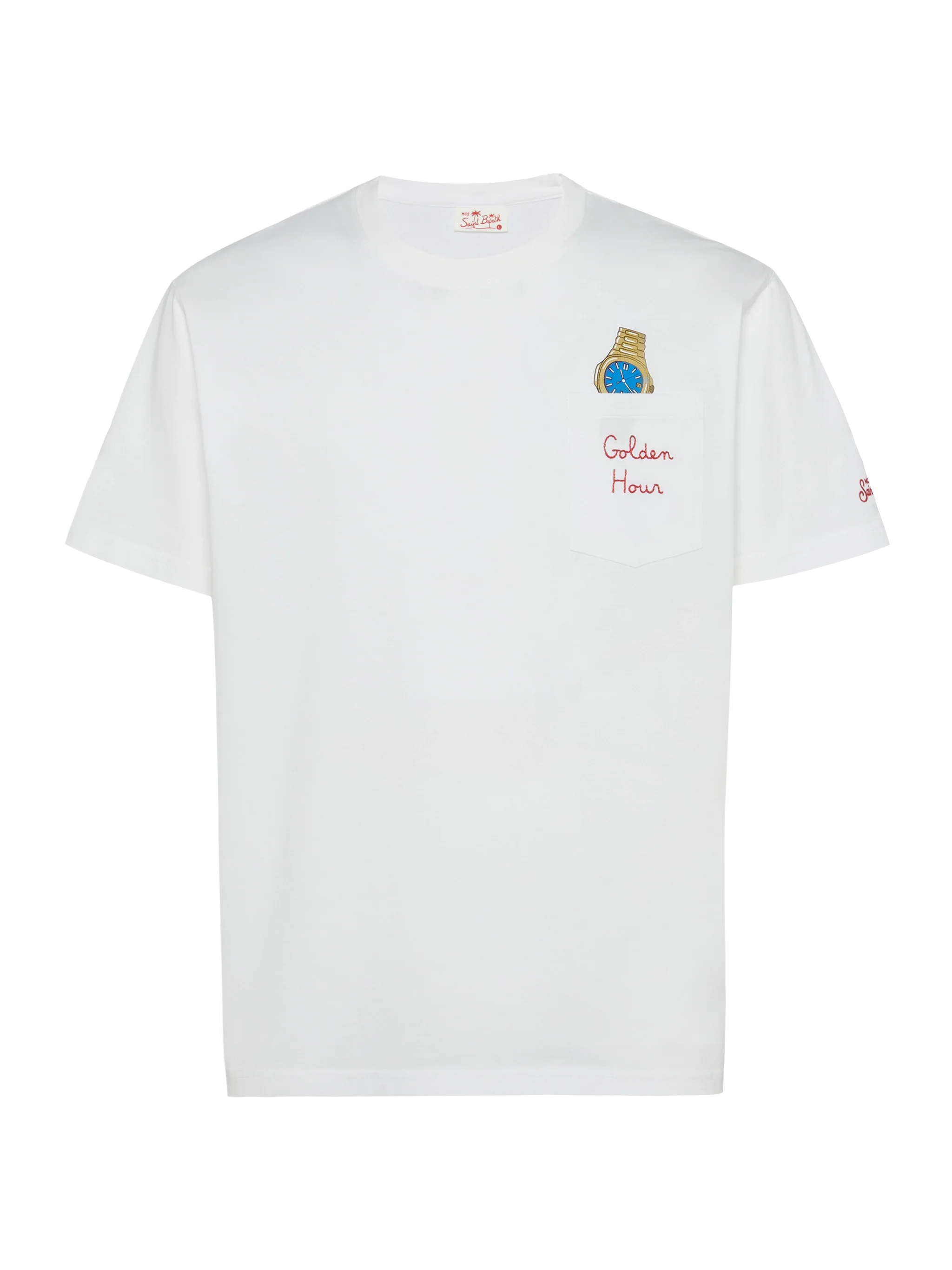 Cotton t-shirt Austin with embroidery and watch print - Image 4