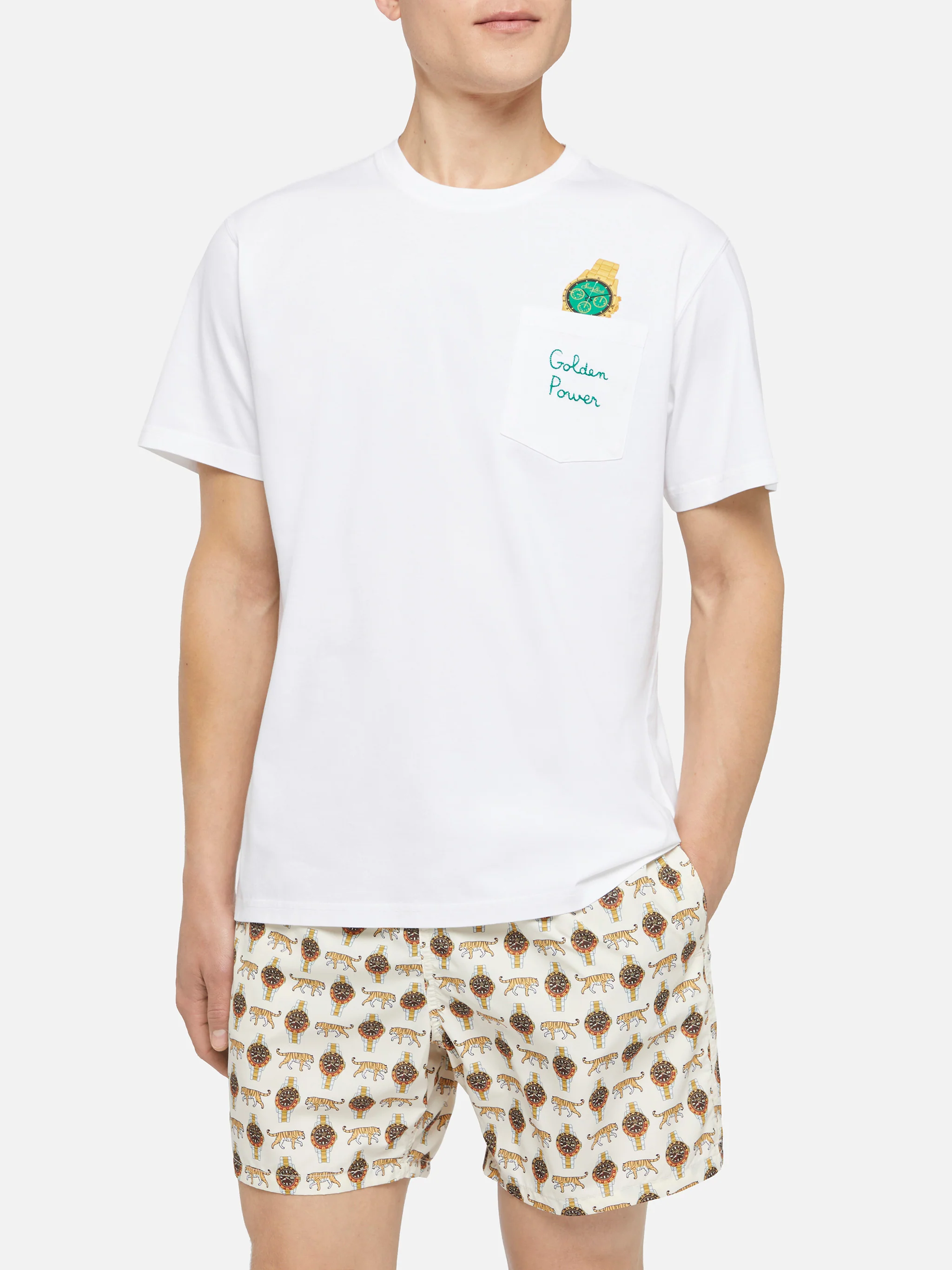 Cotton t-shirt Austin with embroidery and watch print - Image 2