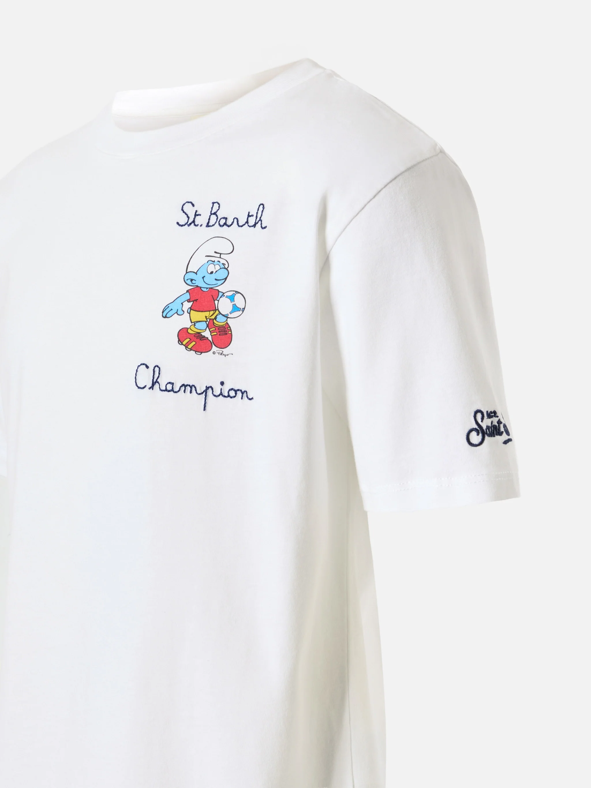 Cotton t-shirt with Smurf embroidery | THE SMURF SPECIAL EDITION - Image 2