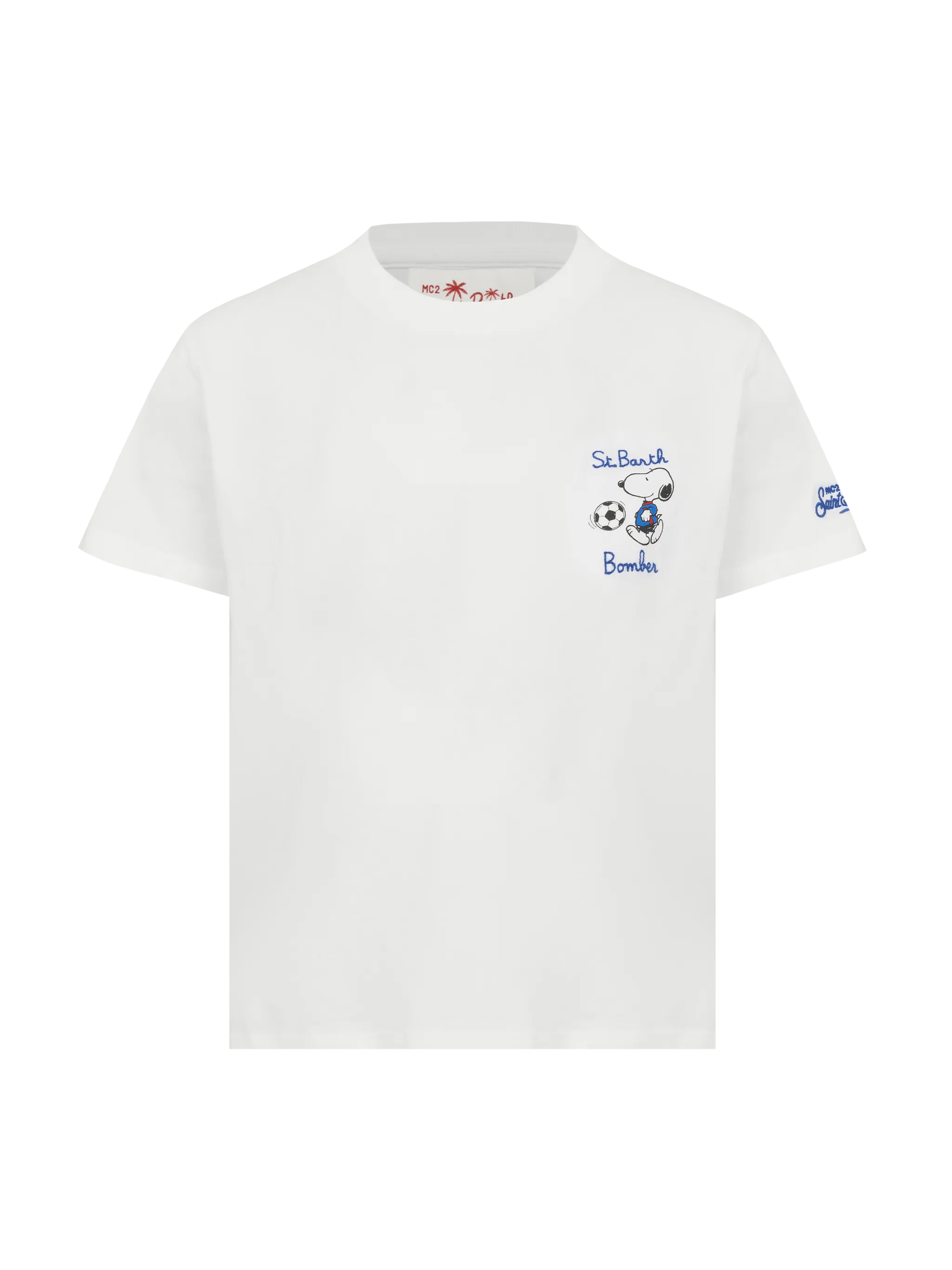 Cotton t-shirt with St. Barth bomber embroidery and Snoopy print | SNOOPY PEANUTS® SPECIAL EDITION