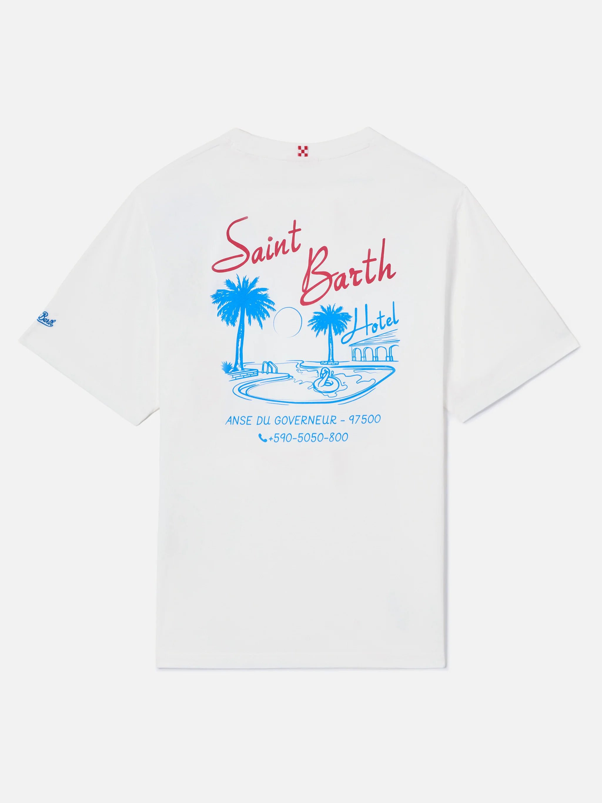 Cream Portland t-shirt with St. Barth Hotel print