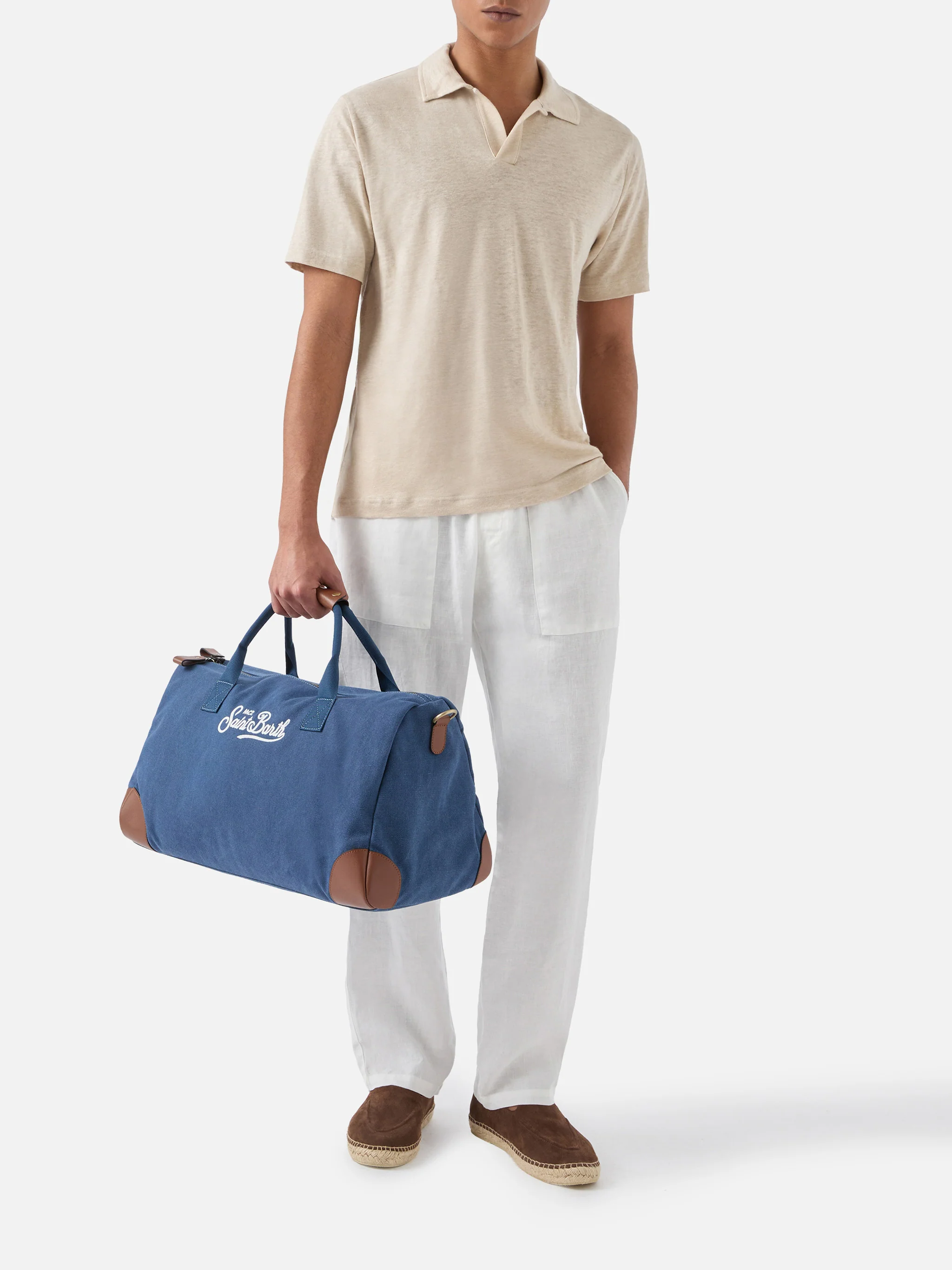 Daily navy cotton blend weekender with embroidered logo - Image 2