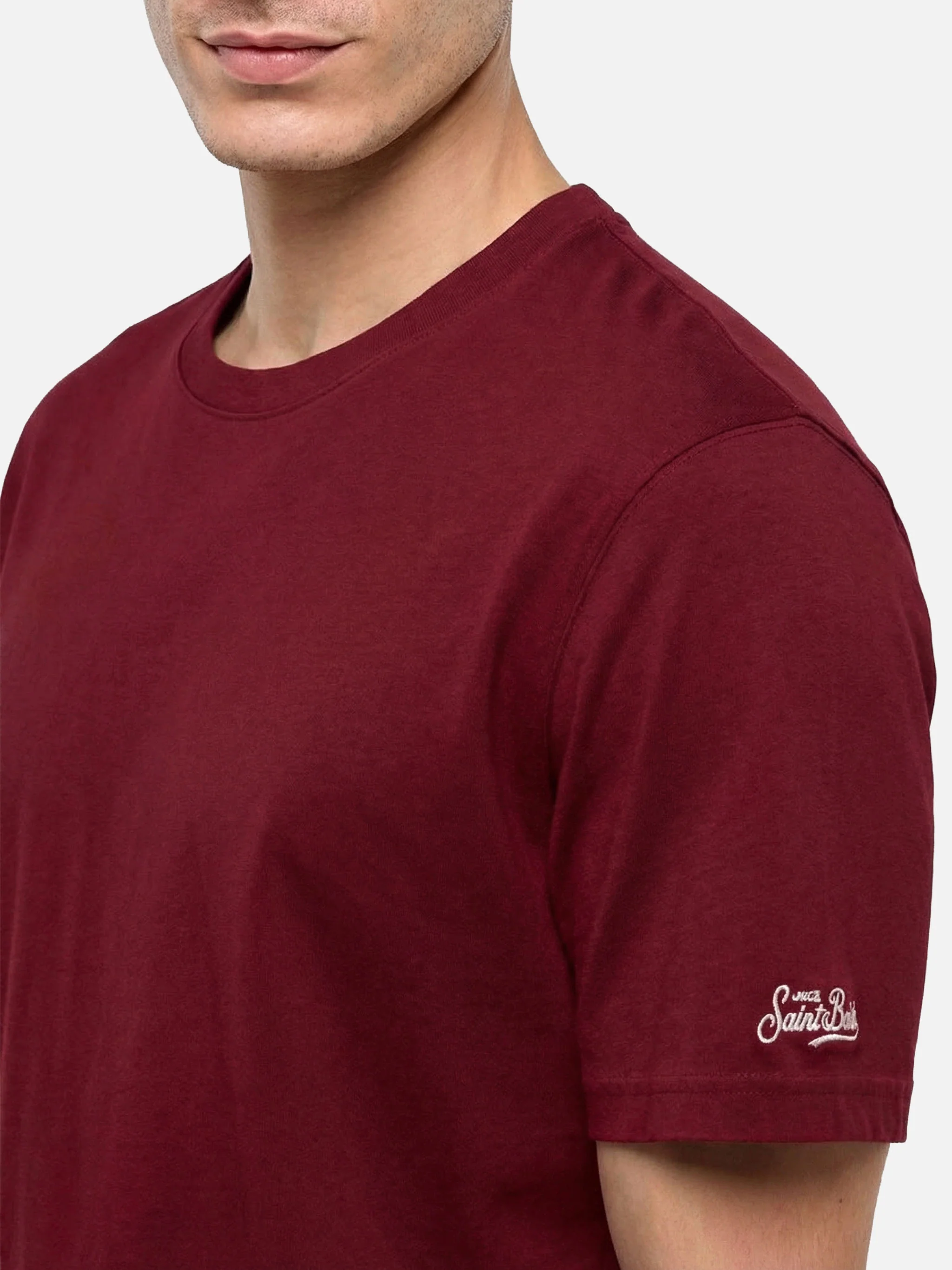 Dover bordeaux cotton jersey t-shirt with St. Barth embroidery - Image 3