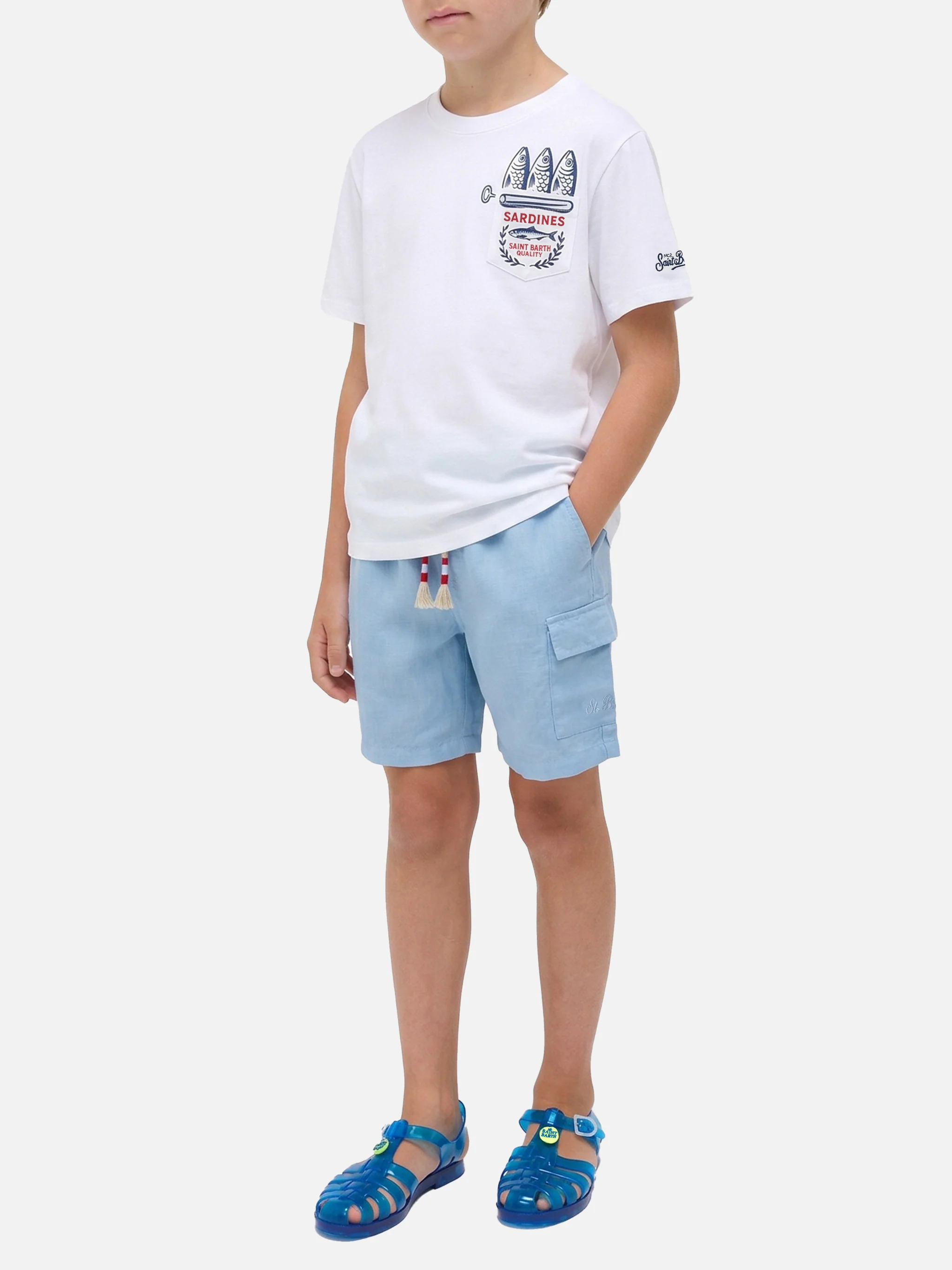 Eddy t-shirt with chest pocket and Sardines illustration - Image 2