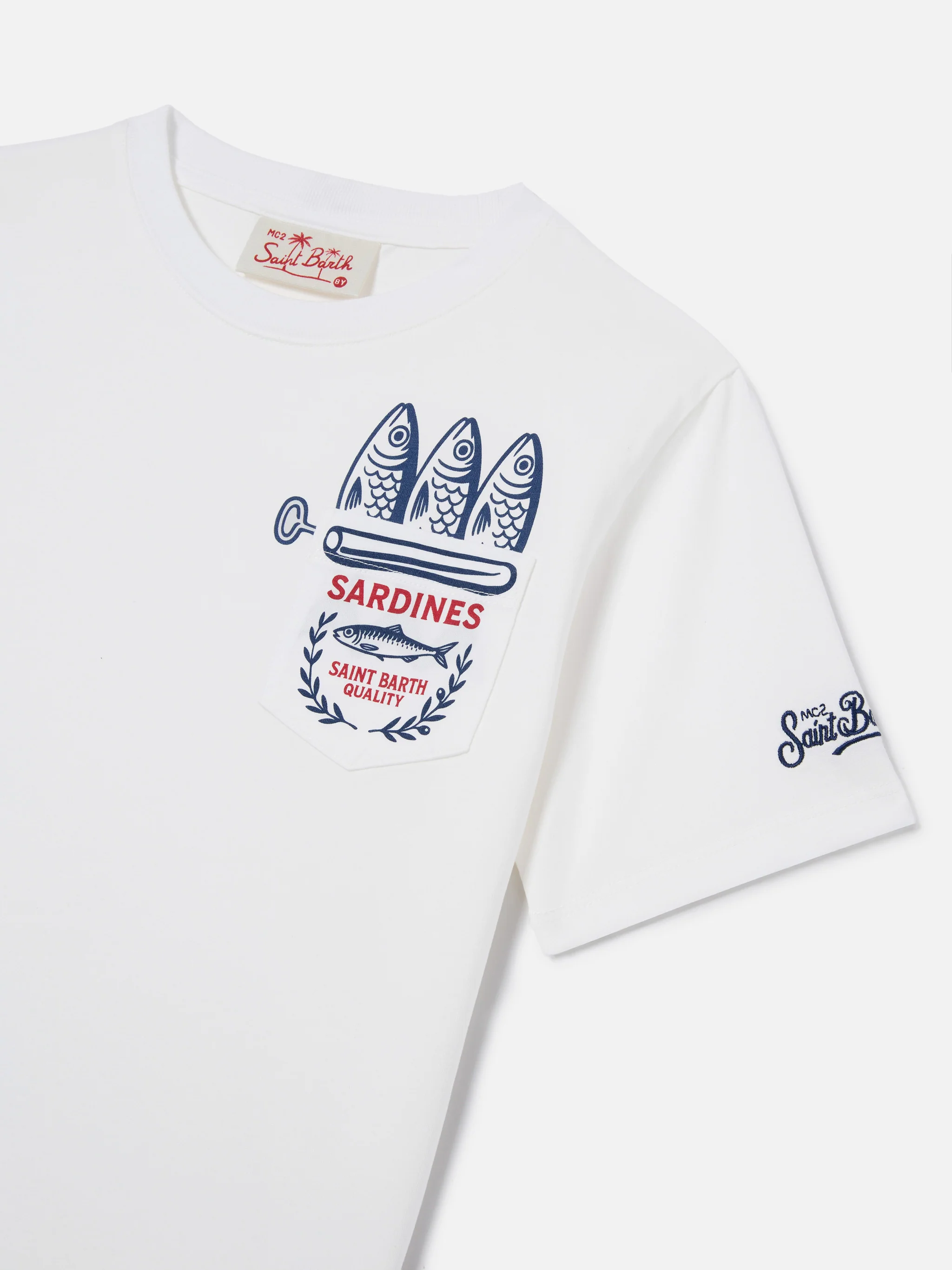 Eddy t-shirt with chest pocket and Sardines illustration - Image 3