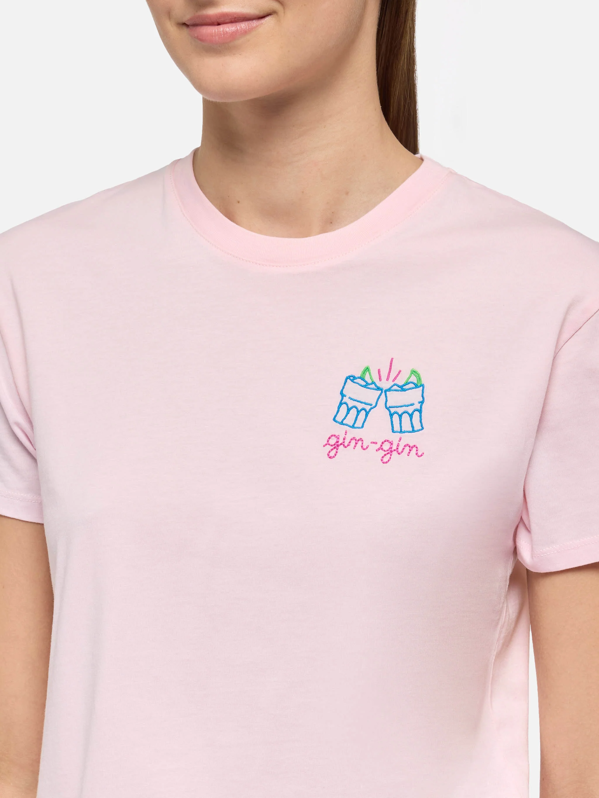 Emilie cotton t-shirt with Gin Gin embroidery | INSULTI LUMINOSI SPECIAL EDITION