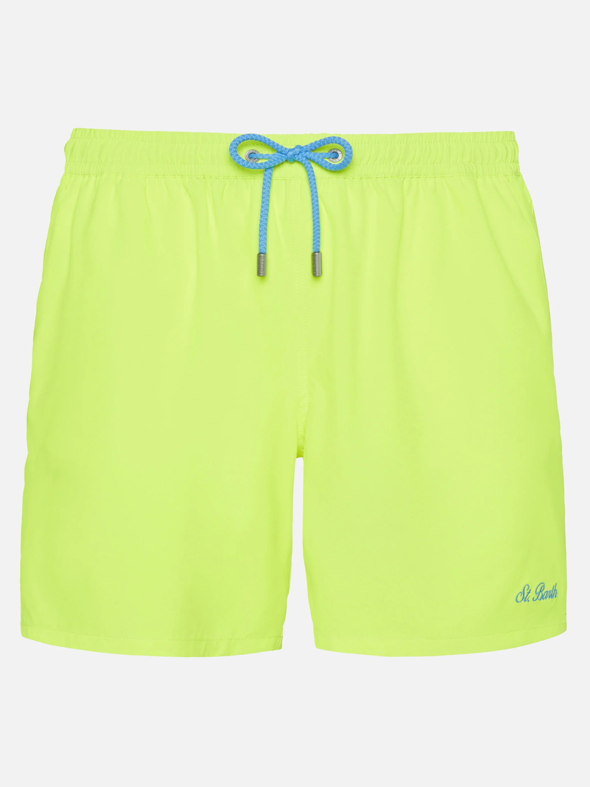 Fluo yellow Comfort swim shorts with St. Barth embroidery