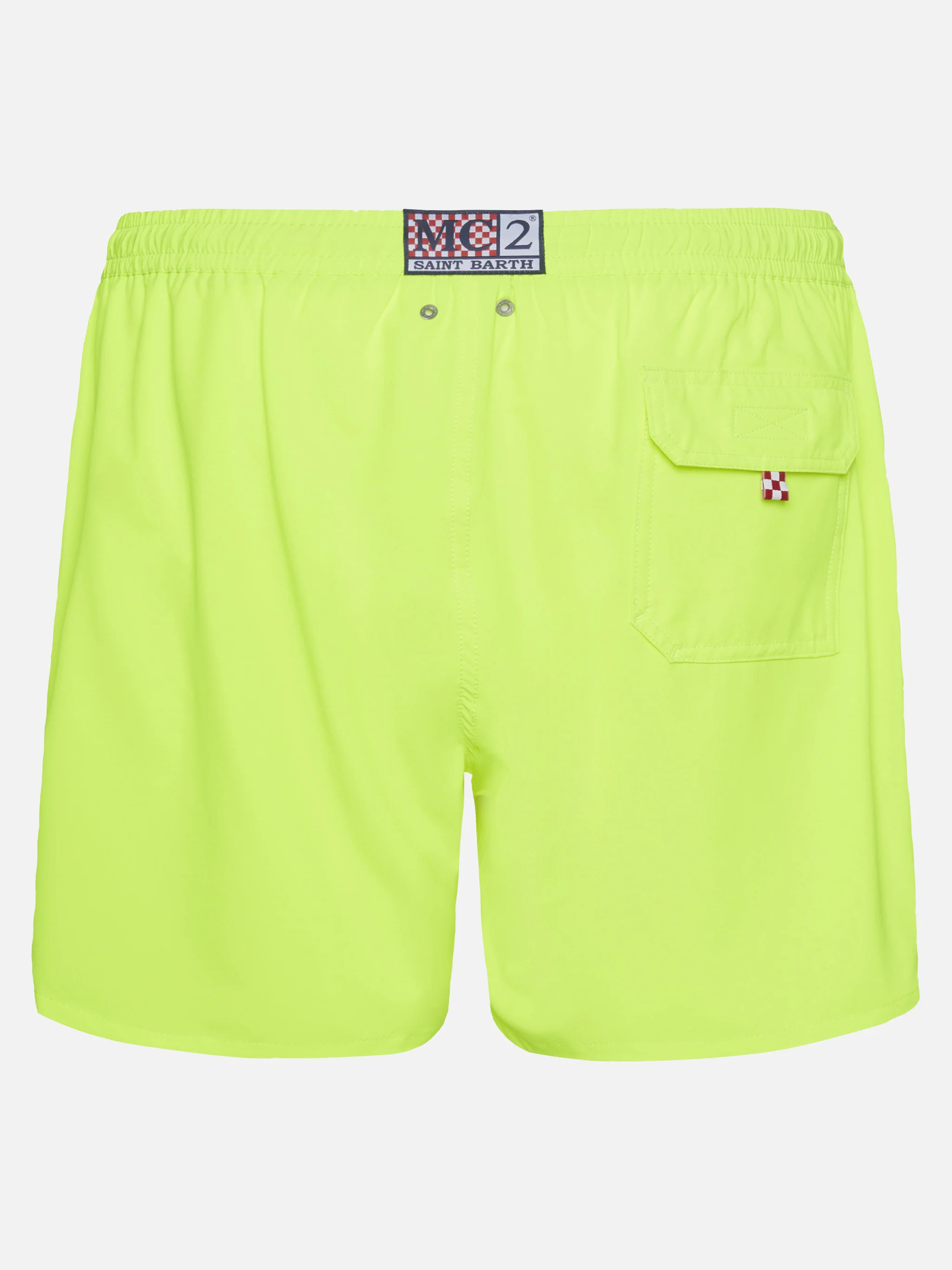 Fluo yellow Comfort swim shorts with St. Barth embroidery - Image 2