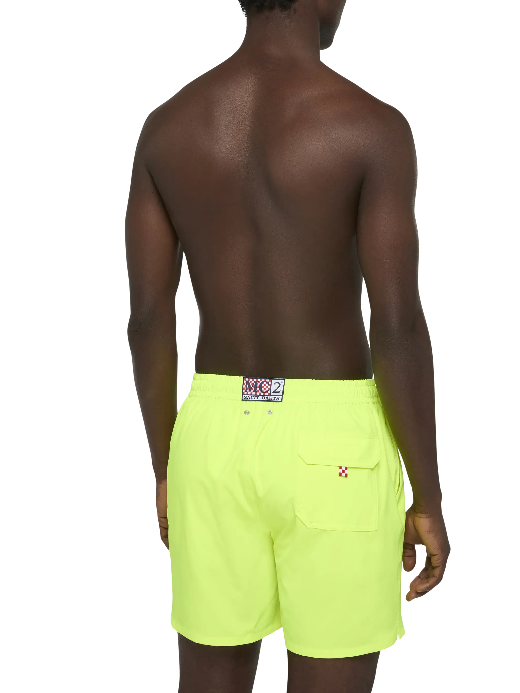 Fluo yellow Comfort swim shorts with St. Barth embroidery - Image 5