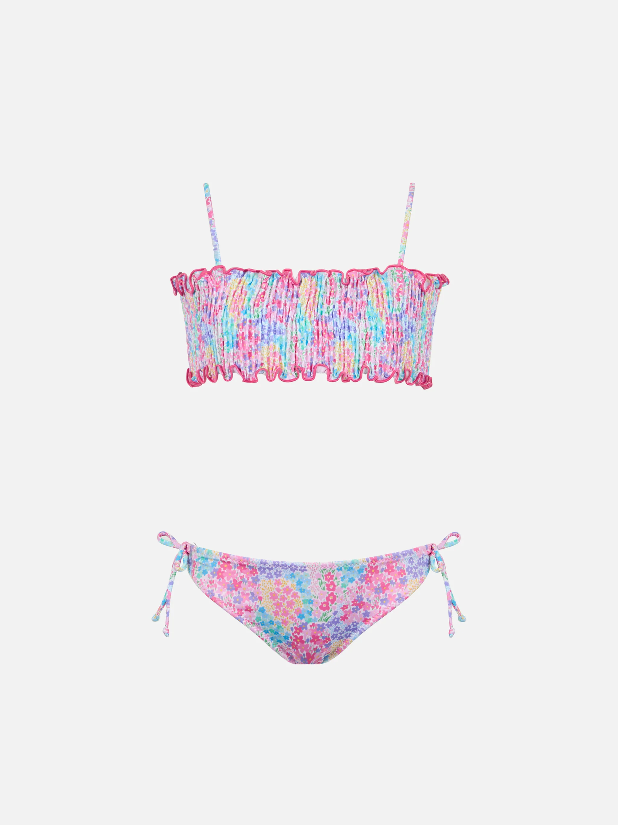 Girl smocked point embroidery bikini Tilly with flower print
