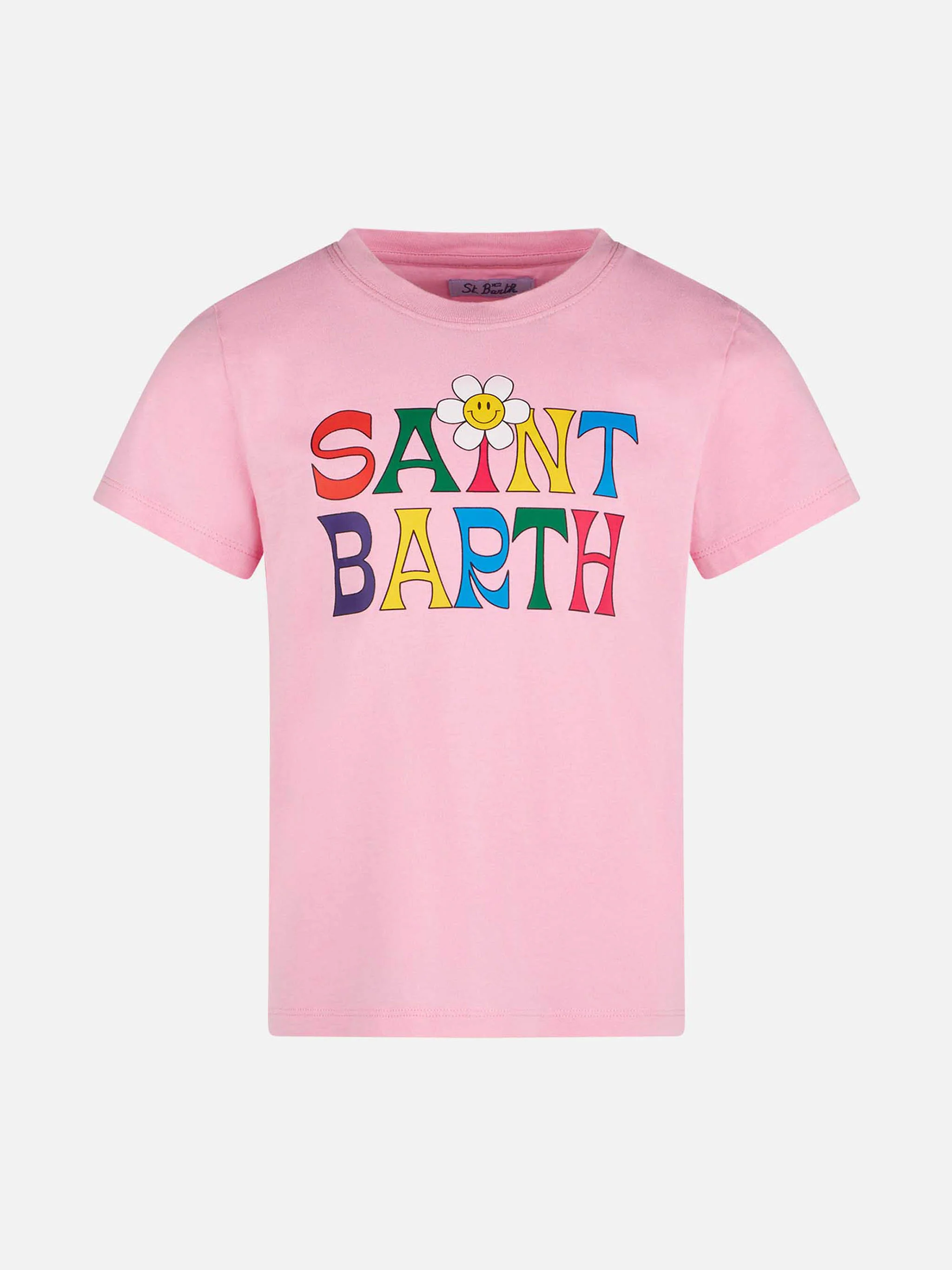 Girl t-shirt with Saint Barth logo and daisy