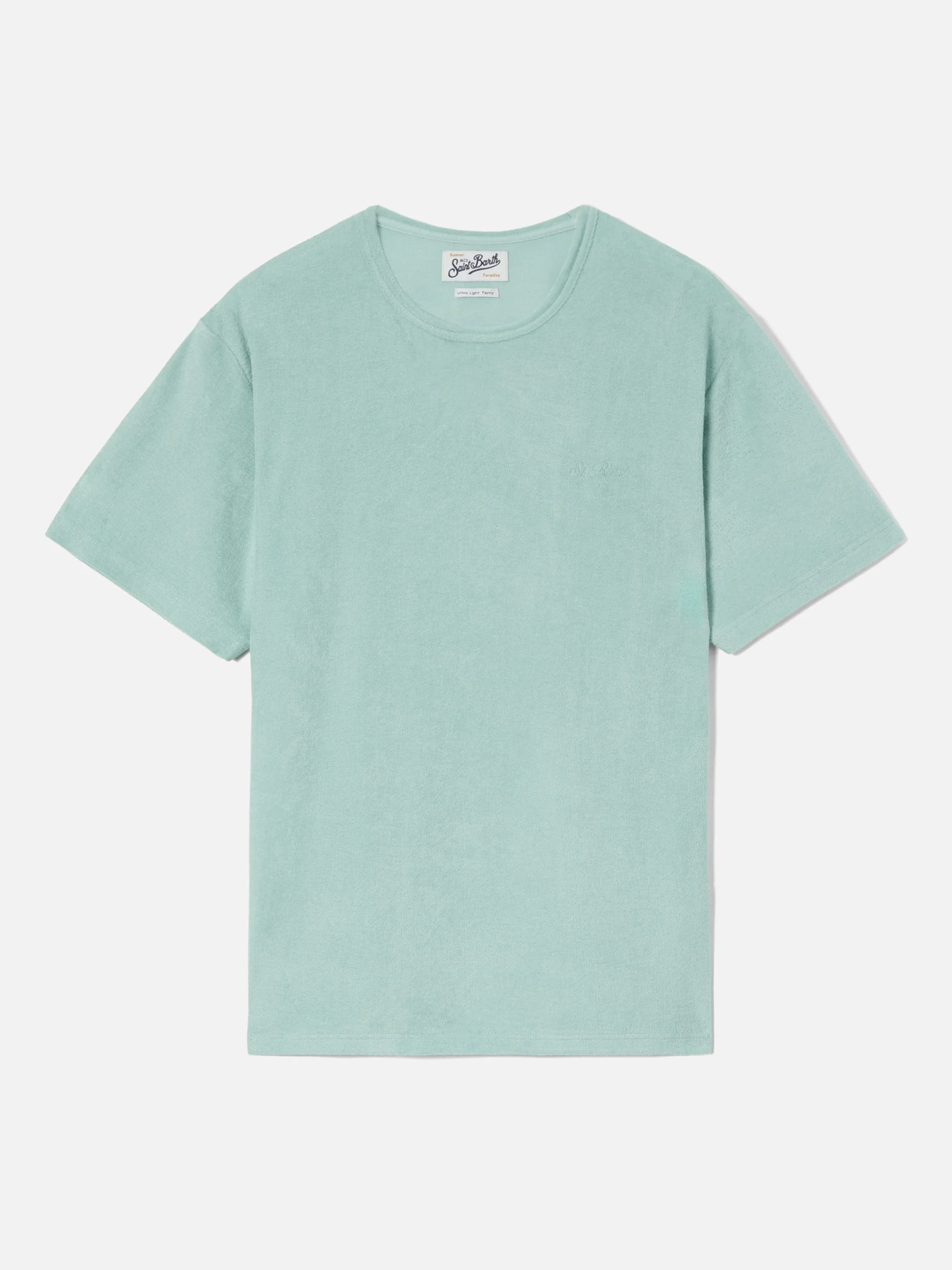 Green Gary cotton terry-effect t-shirt with logo embroidery