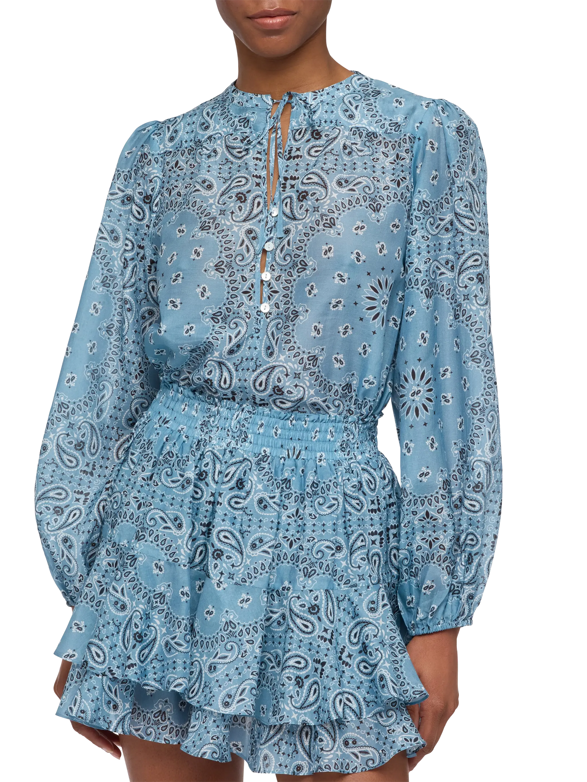 Harper blouse in lurex silk voile with bandana print