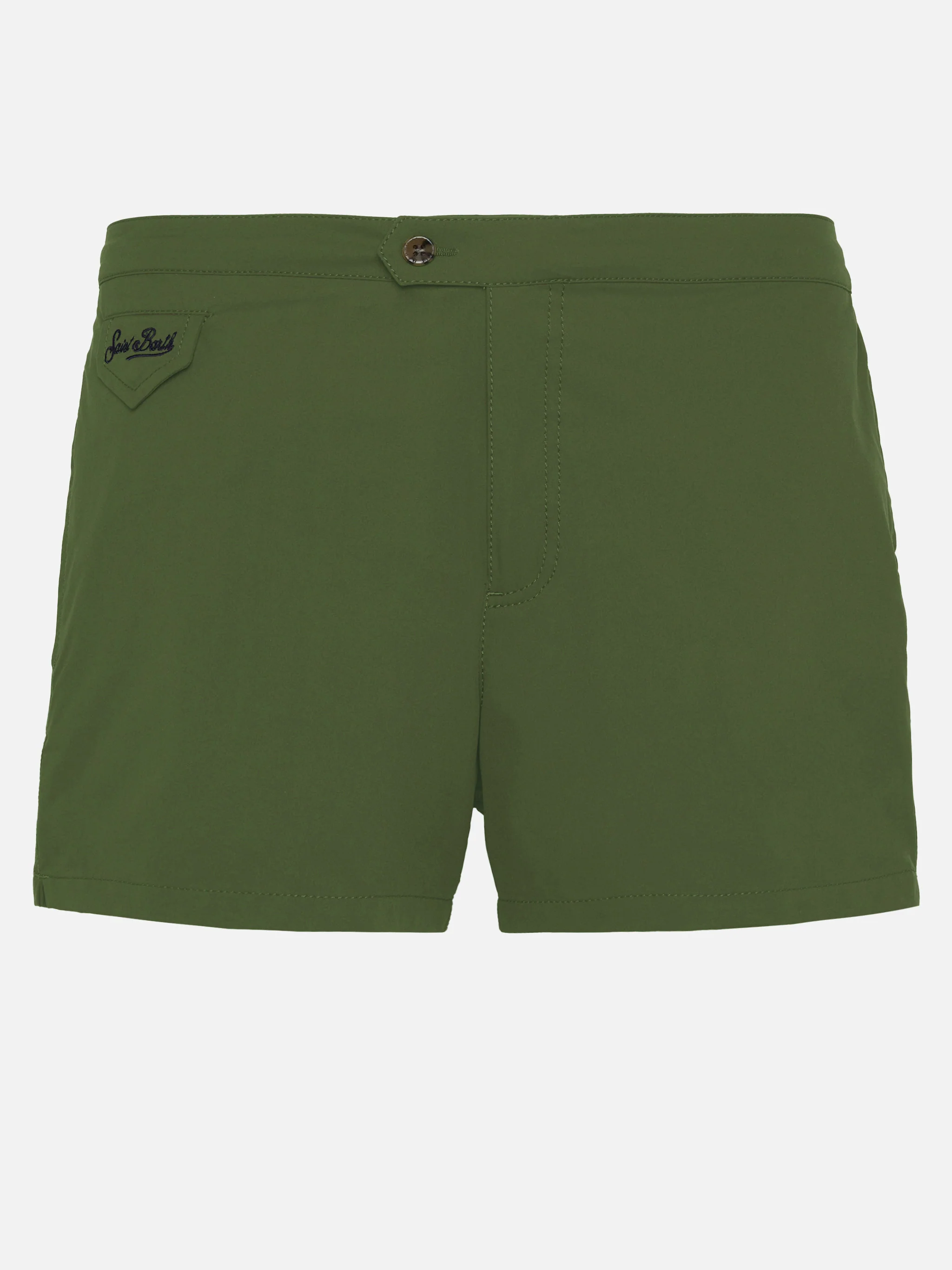 Harrys military green fitted cut swim shorts