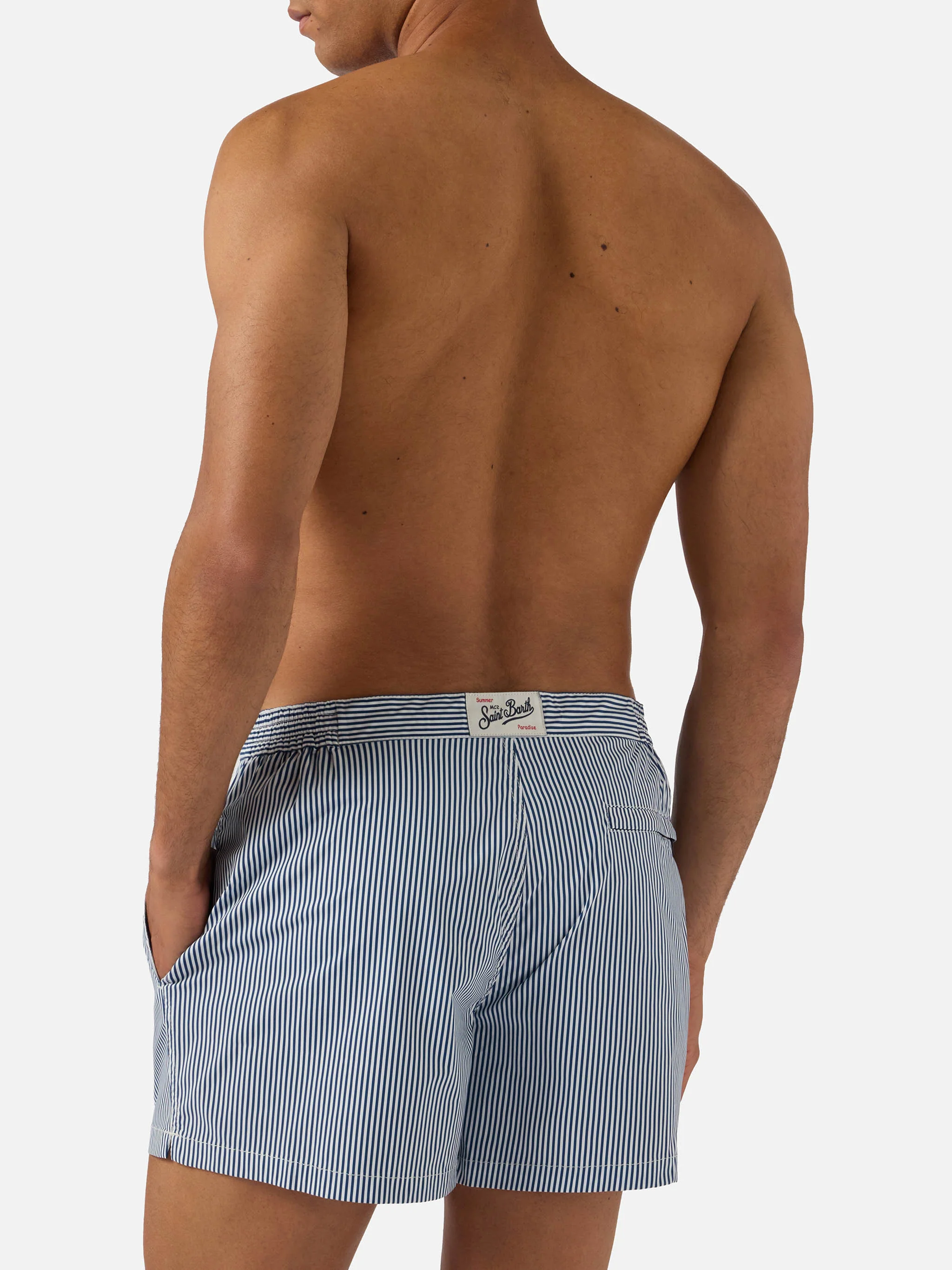 Harrys striped swim shorts in blue and white - Image 3