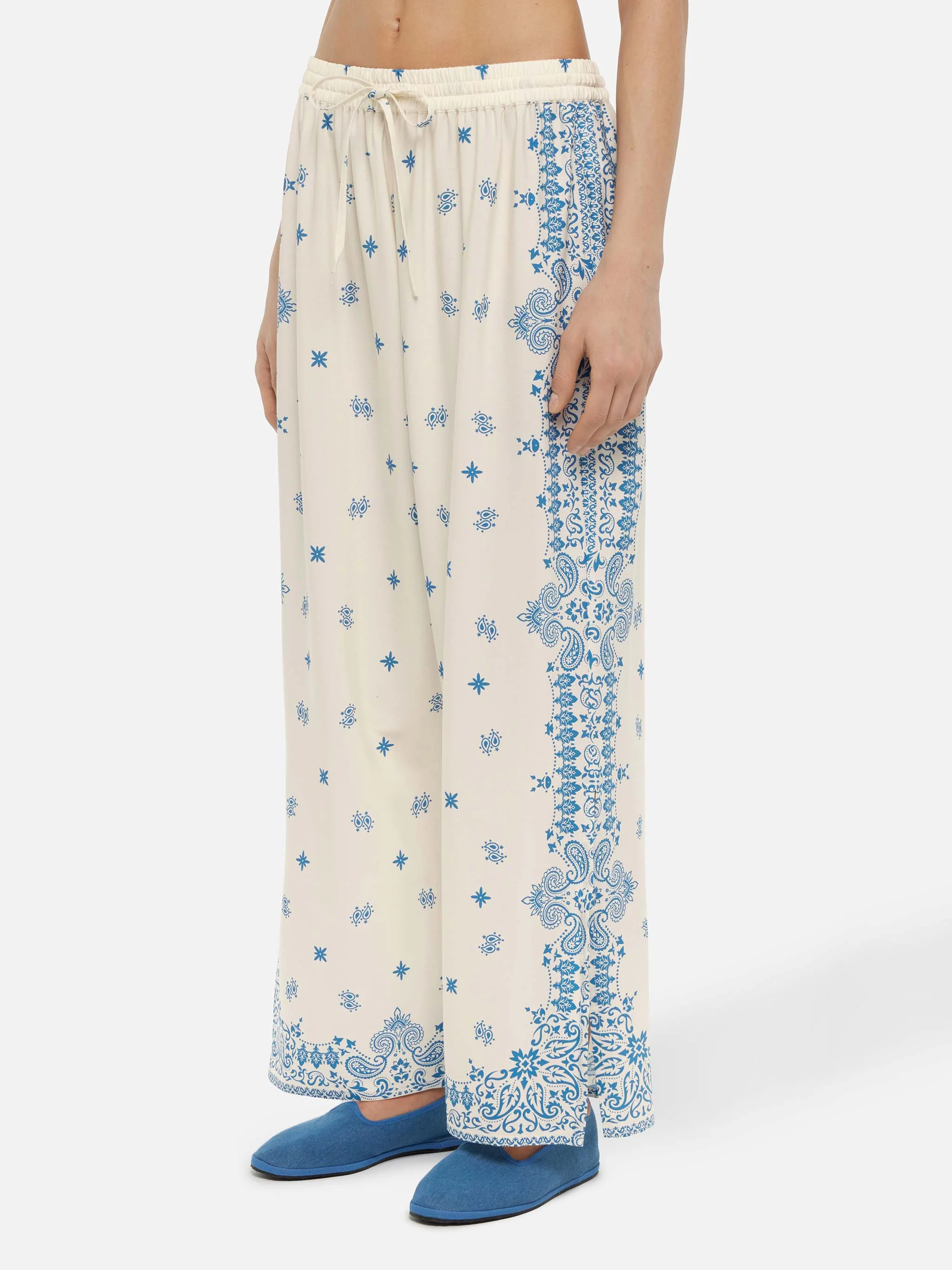 Ikaria wide-leg pants with bandana placed print