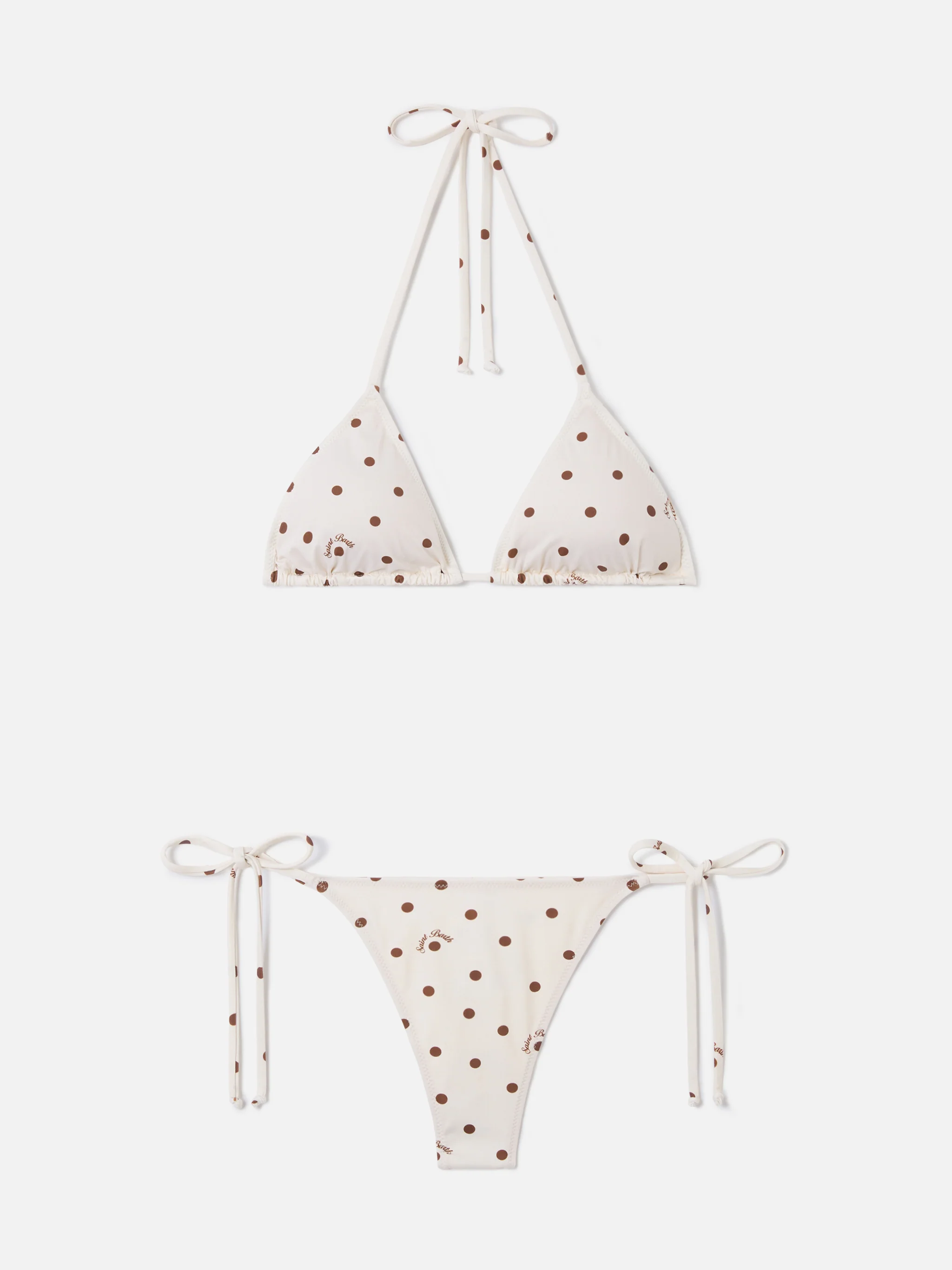 Leah Norah beige brown polka dot bikini
