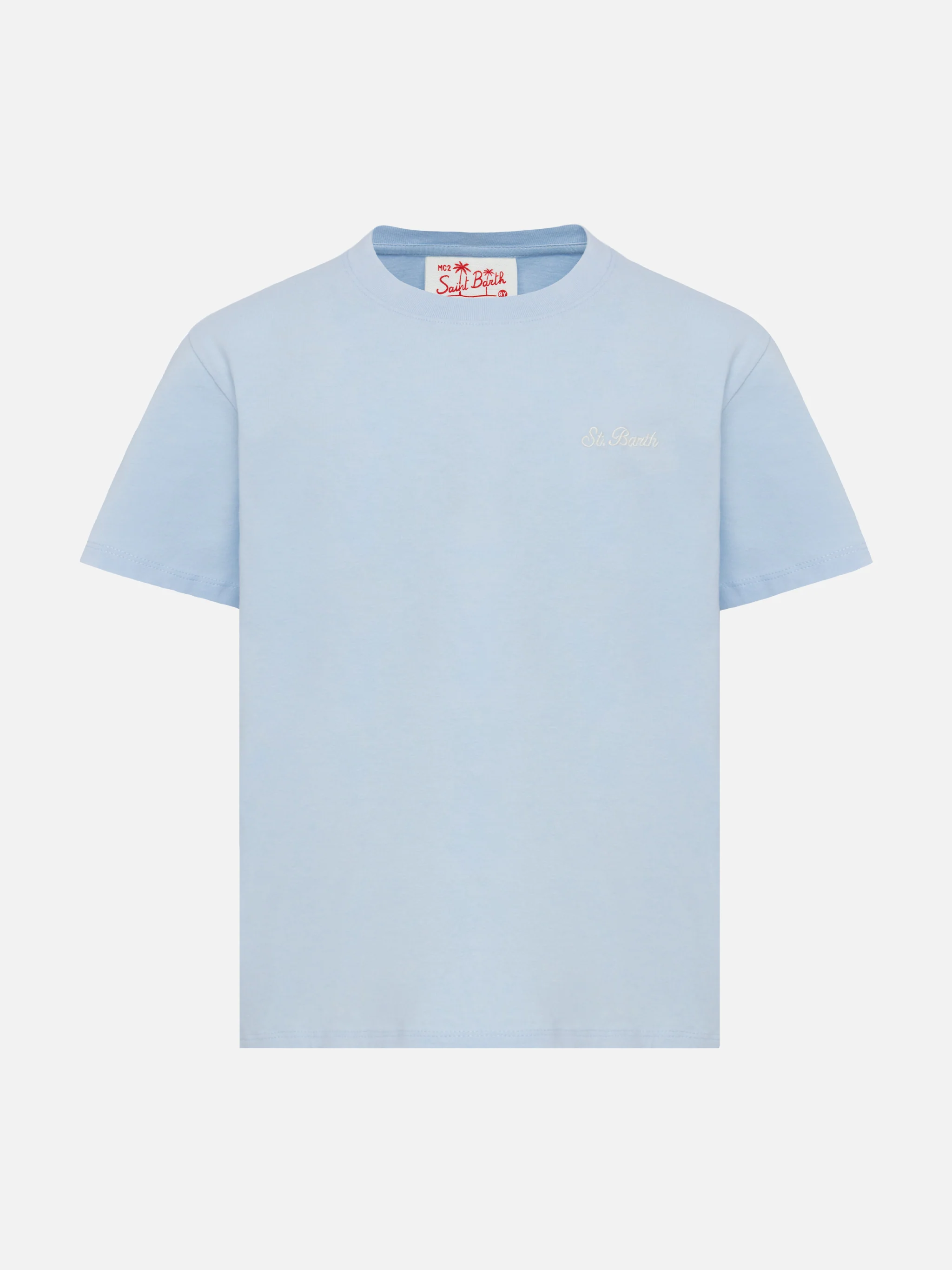 Light blue cotton jersey t-shirt Dover with St. Barth embroidery