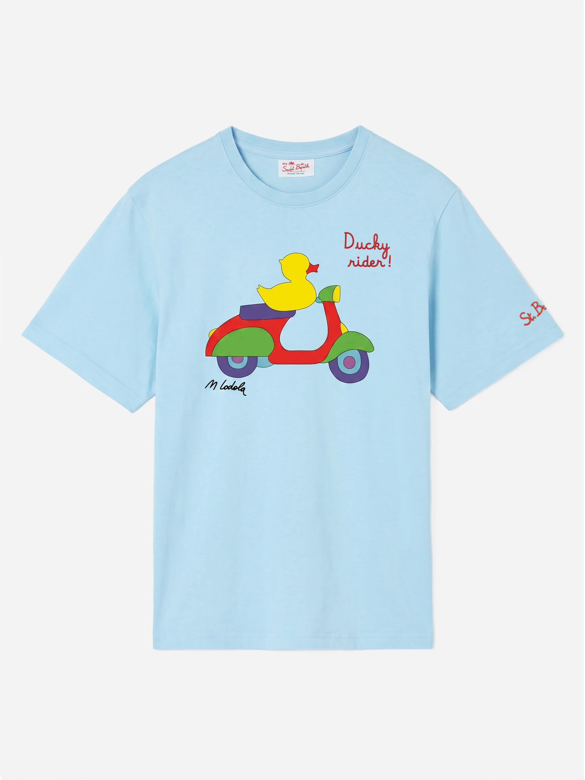 Light blue Man t-shirt with duck scooter print | Special Edition